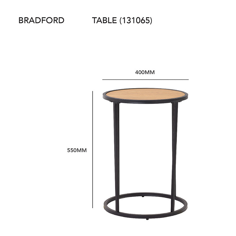 BRADFORD Modern Side Table 40cm - Natural & Black Wood Nightstand for Bedroom, Living Room, Office | Small End Table with Storage Space
