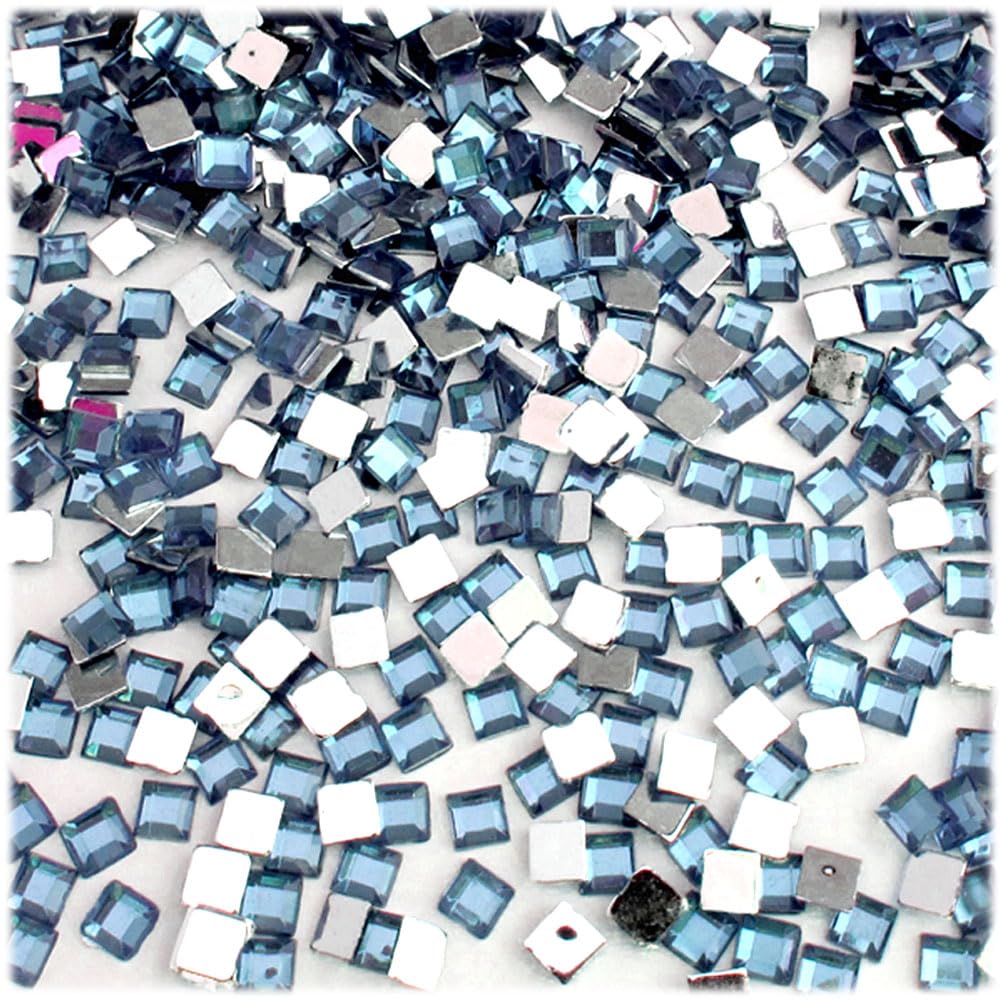 144-Piece 6mm Square Rhinestones in Light Blue - Flatback 30ss for DIY Crafts, Jewelry Making, and Nail Art | The Crafts Outlet