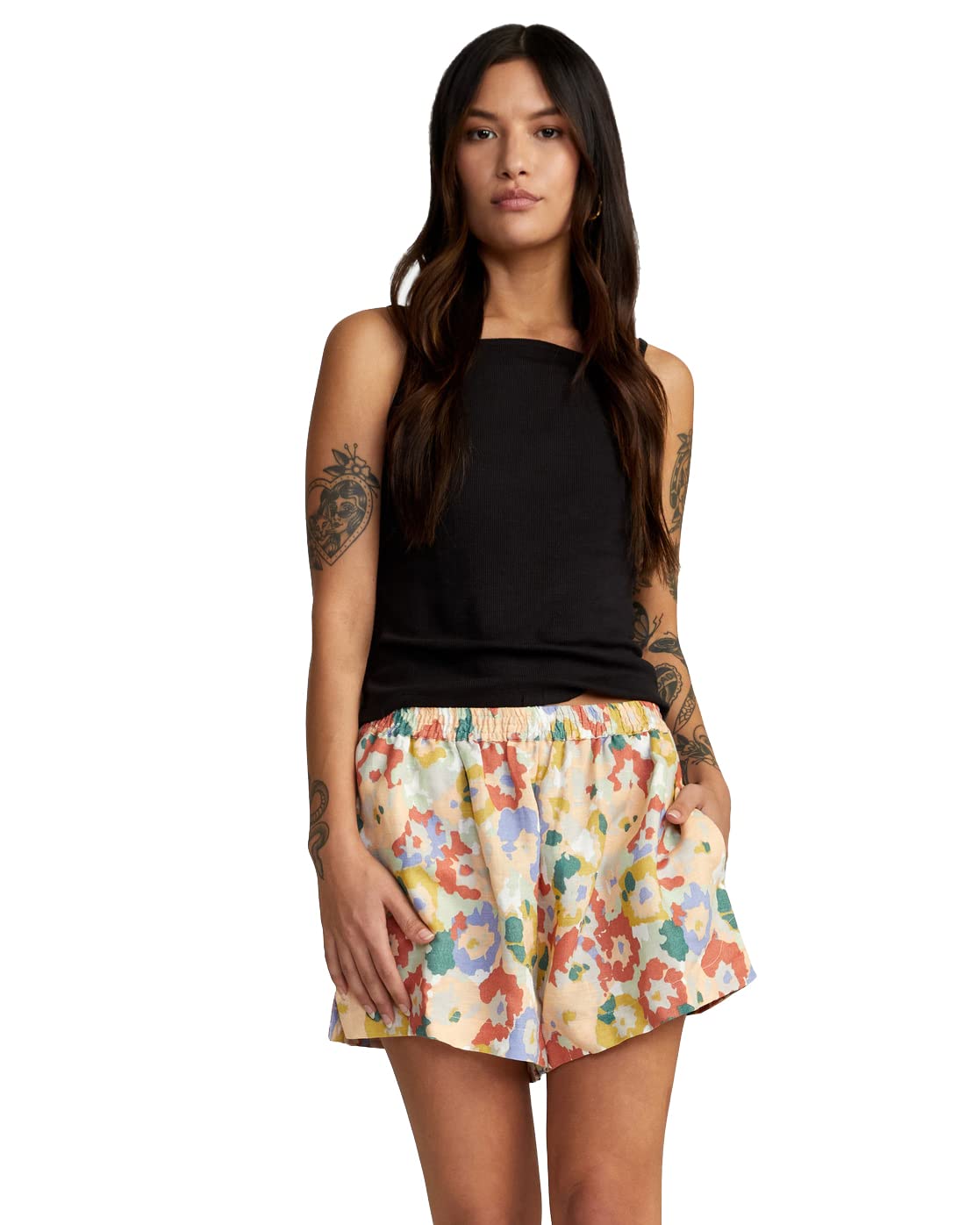 RVCA Women's Stretchy Elastic Waist Shorts - Comfortable Casual Athletic Shorts for Yoga, Running & Lounge Wear