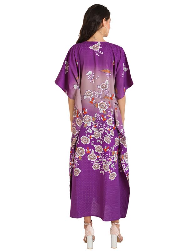 Miss Lavish London Women's Kaftan Tunic Kimono Maxi Dress - Flowy Summer Beach Cover Up Dress for Women, Plus Size Boho Chic Outfit for Vacation, Poolside, Resort Wear & Casual Outings