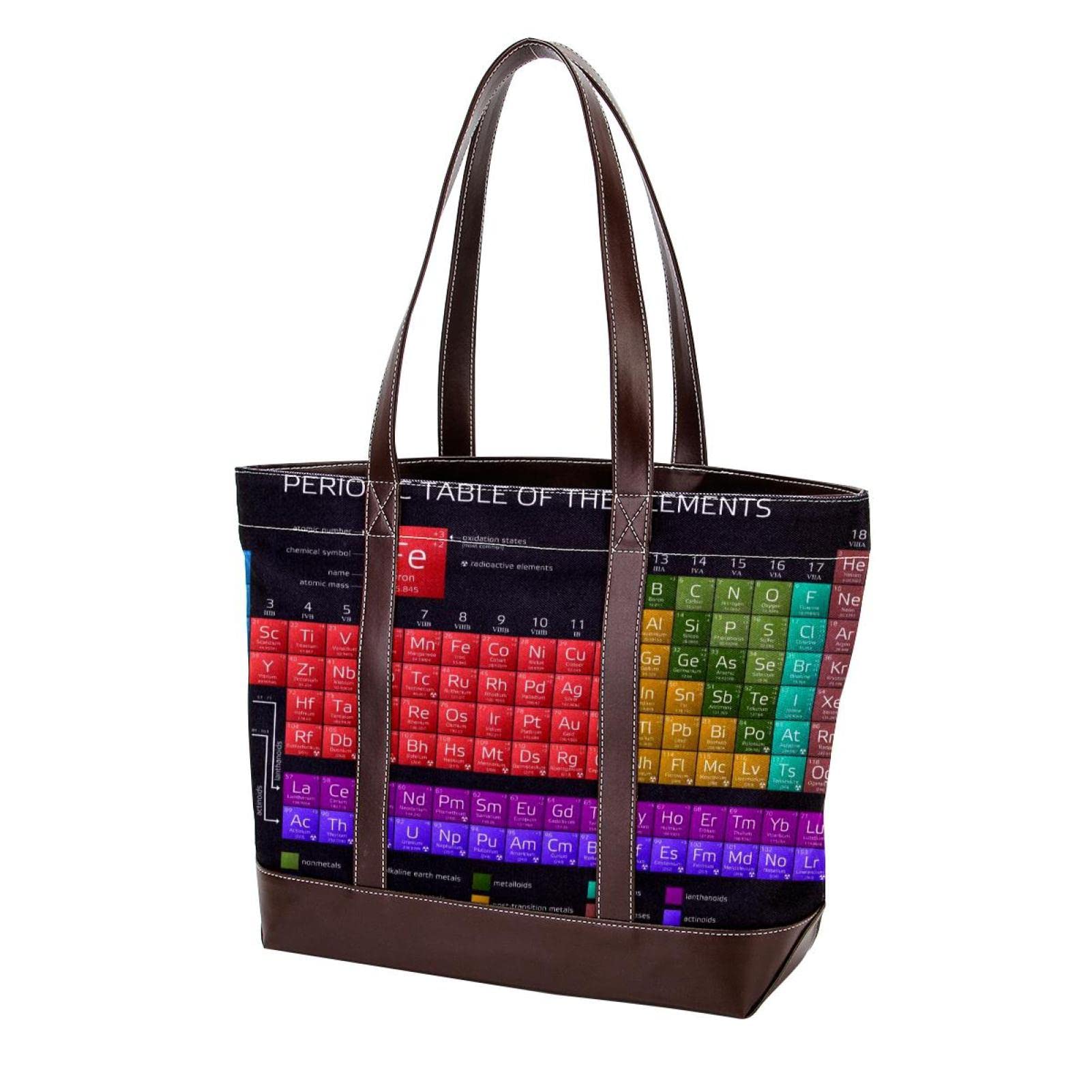 Stylish Women's Tote Beach Bag with Zipper - Colorful Periodic Table Design for Work, Travel & Shopping | Laptop Shoulder Purse for Women