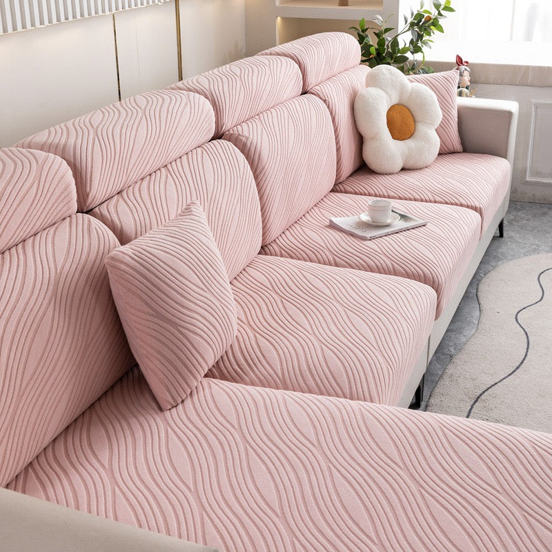 WaveLuxe Ripple Stretch Sofa Cover - Anti-Scratch Pet Proof Furniture Protector, Universal Fit for Couches & Sectionals, Perfect for Homes with Cats & Dogs