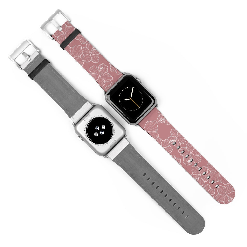 Premium Hibiscus Mauve Apple Watch Band - Soft Silicone Strap for Women & Men - Compatible with All Apple Watch Models - Perfect for Workouts, Running & Everyday Wear