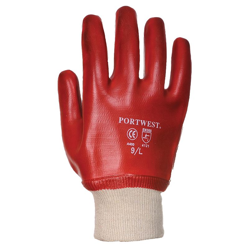 PW076 PVC Knit Wrist Gloves (A400) - Durable Work Gloves for Gardening, Construction & DIY Projects - Non-Slip Grip & Breathable Comfort
