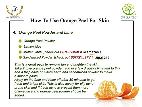 Organic Lemon & Orange Peel Powder for Skin Care - 200g (100g Each) | RAINTECH HERBALS Citrus limonum & Citrus aurantium | Brightening Face Mask, Natural Exfoliator & DIY Beauty Recipes