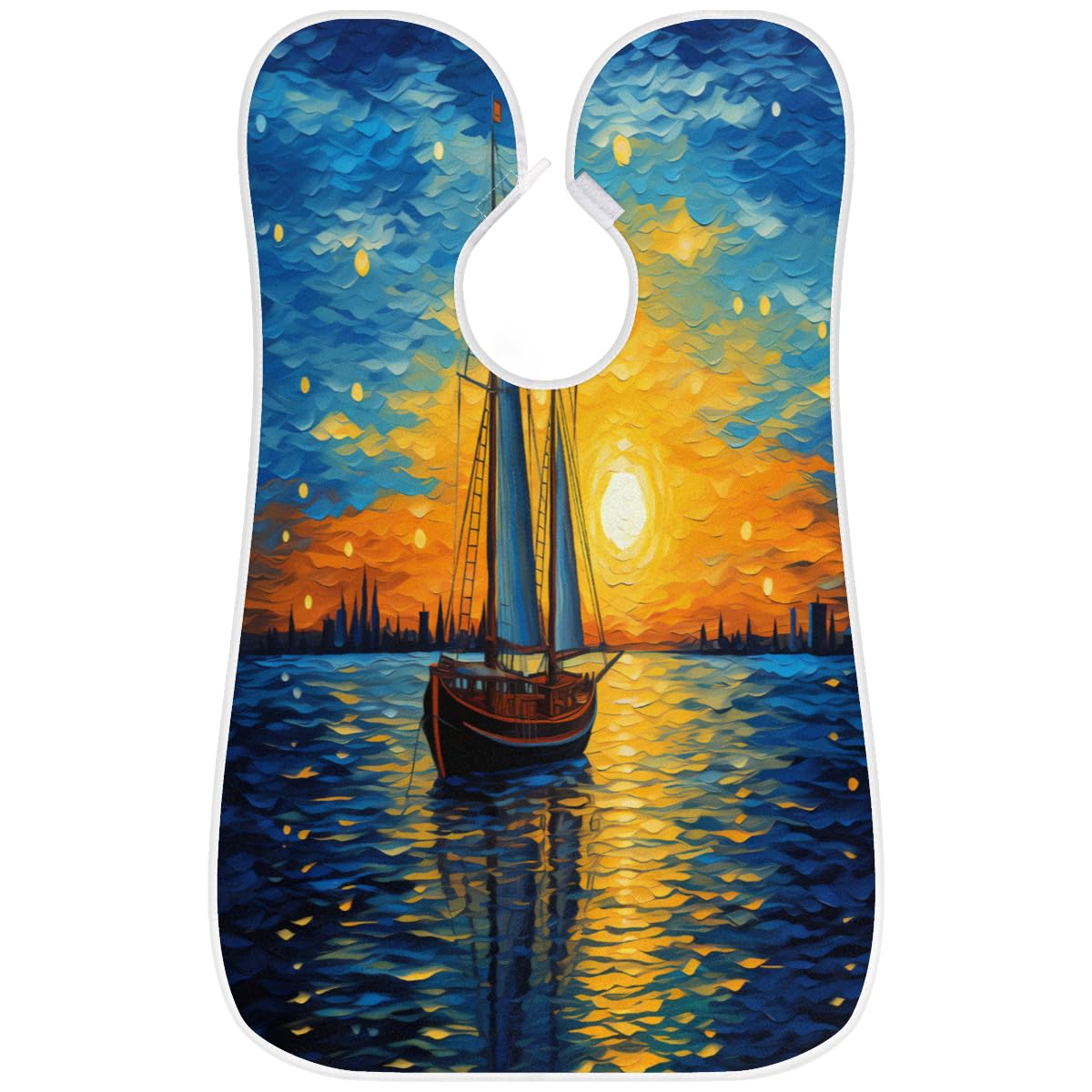 Sailboat Painting Style Beard Shaving Bib for Men - Waterproof Barber Cape for Haircut, Beard Trimming & Hair Dye - Artist Apron for Makeup & Hair Styling - Perfect Sink Hair Catcher & Salon Accessory Gift (Great for Home Barbering, Salon Use & DIY Hair Coloring)