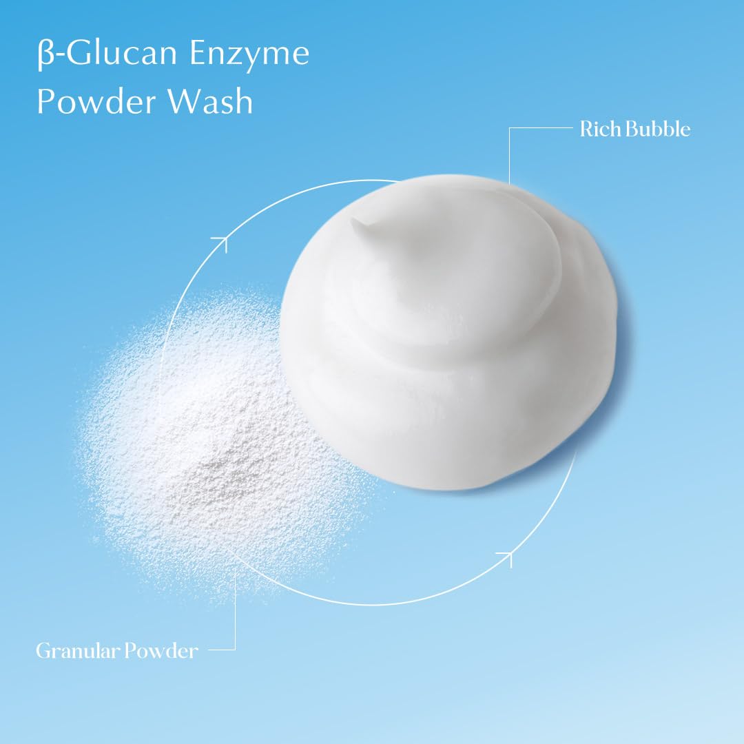Petitfee B-Glucan Enzyme Powder Wash 2.82 oz (80g) - Gentle Exfoliating Facial Cleanser with Papaya Extract & Rice Ferment for Daily Use | Korean Skincare, Powder-to-Foam Cleanser for Sensitive Skin | Perfect for Morning Routine & Deep Cleansing