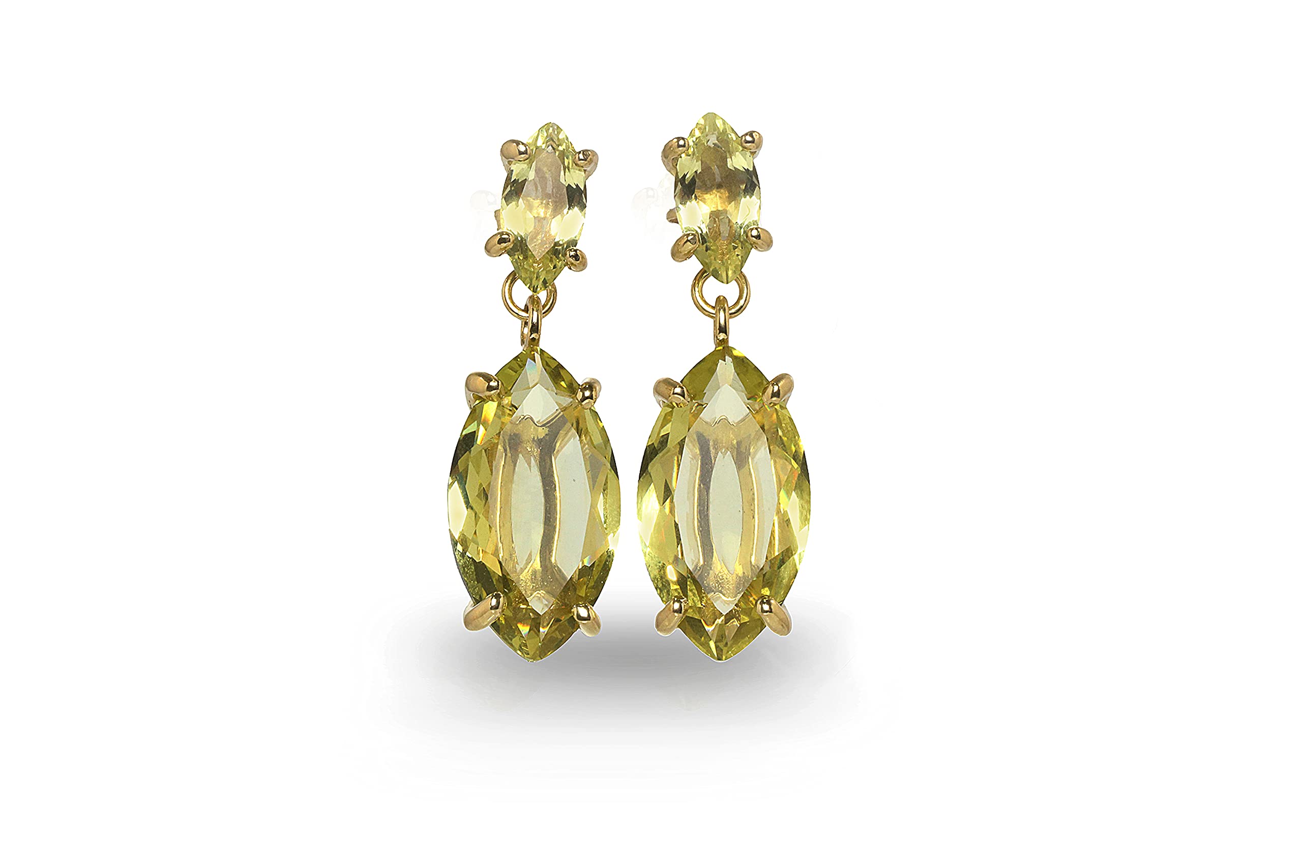 Bright Lemon Quartz 14k Gold Stud Marquise Earrings - Natural Gemstone Statement Jewelry for Women - Perfect for Weddings, Parties, Anniversaries & Birthdays - Customizable Gift for Her - Everyday Elegance & Special Occasions