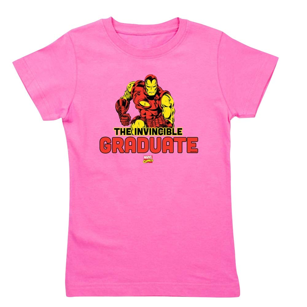 Iron Man The Invincible Graduate Marvel Superhero Slim Fit T-Shirt for Girls - Perfect for School, Graduation Parties & Superhero Fans