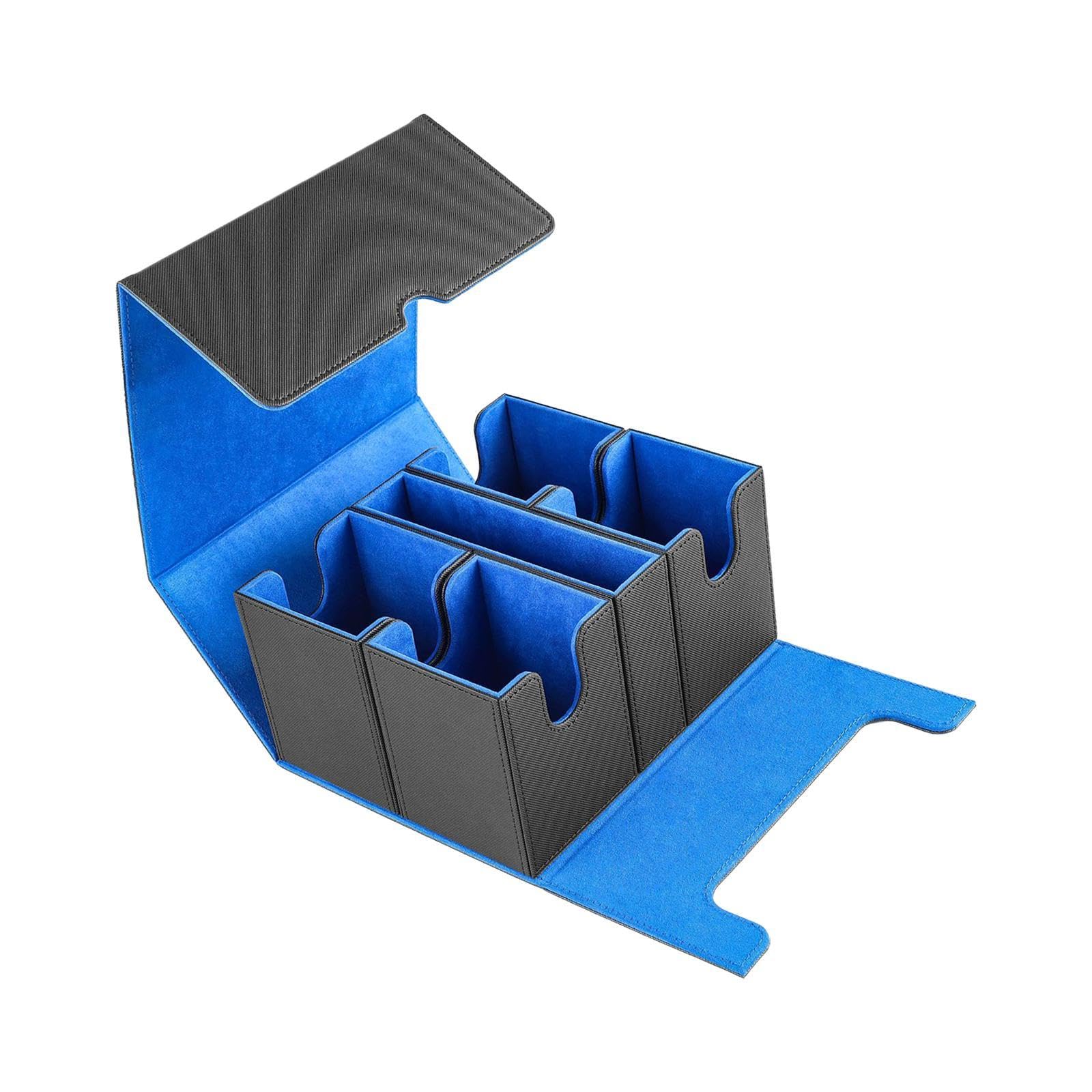 Premium Rockible Trading Card Deck Box - Black & Blue Card Holder & Organizer for Sports, MTG, Pokemon & Yu-Gi-Oh Cards | Perfect for Collectors, Tournaments & Game Nights