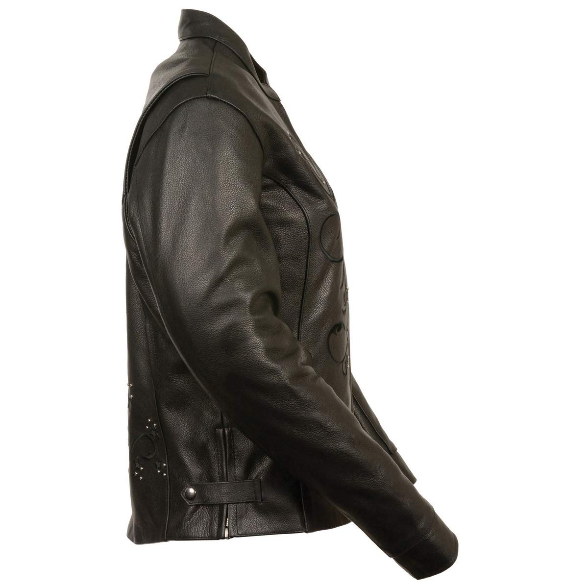 Milwaukee Leather ML2500 Women's Black Reflective Star Riveted Motorcycle Jacket - Stylish & Protective Riding Gear for Bikers & Outdoor Enthusiasts