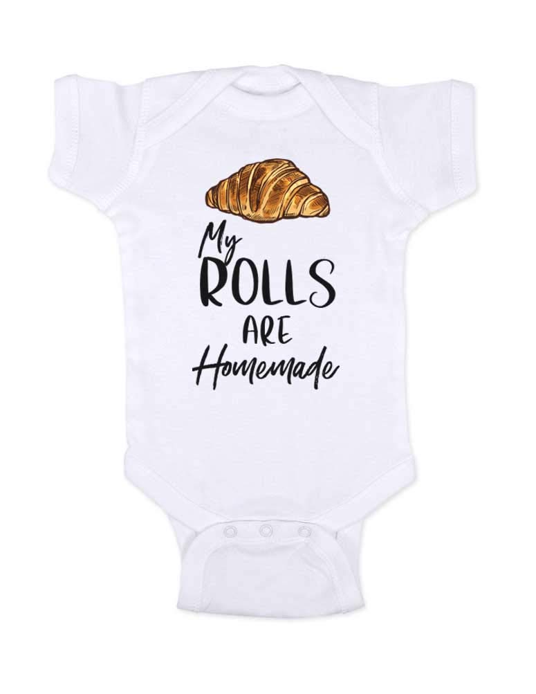 Funny Homemade Bread Roll Baby Bodysuit - Cute Foodie Outfit for Infants & Toddlers - Perfect for Baking Themed Parties & Photo Shoots