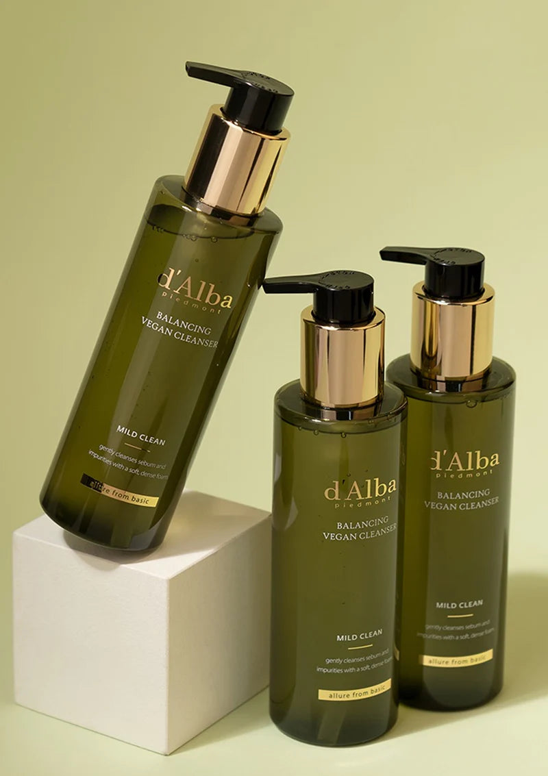 d'Alba Mild Skin Balancing Vegan Cleanser 200ml - Gentle Face Wash for Sensitive Skin, Cruelty-Free & Hydrating Facial Cleanser | Perfect for Daily Skincare Routine & Travel