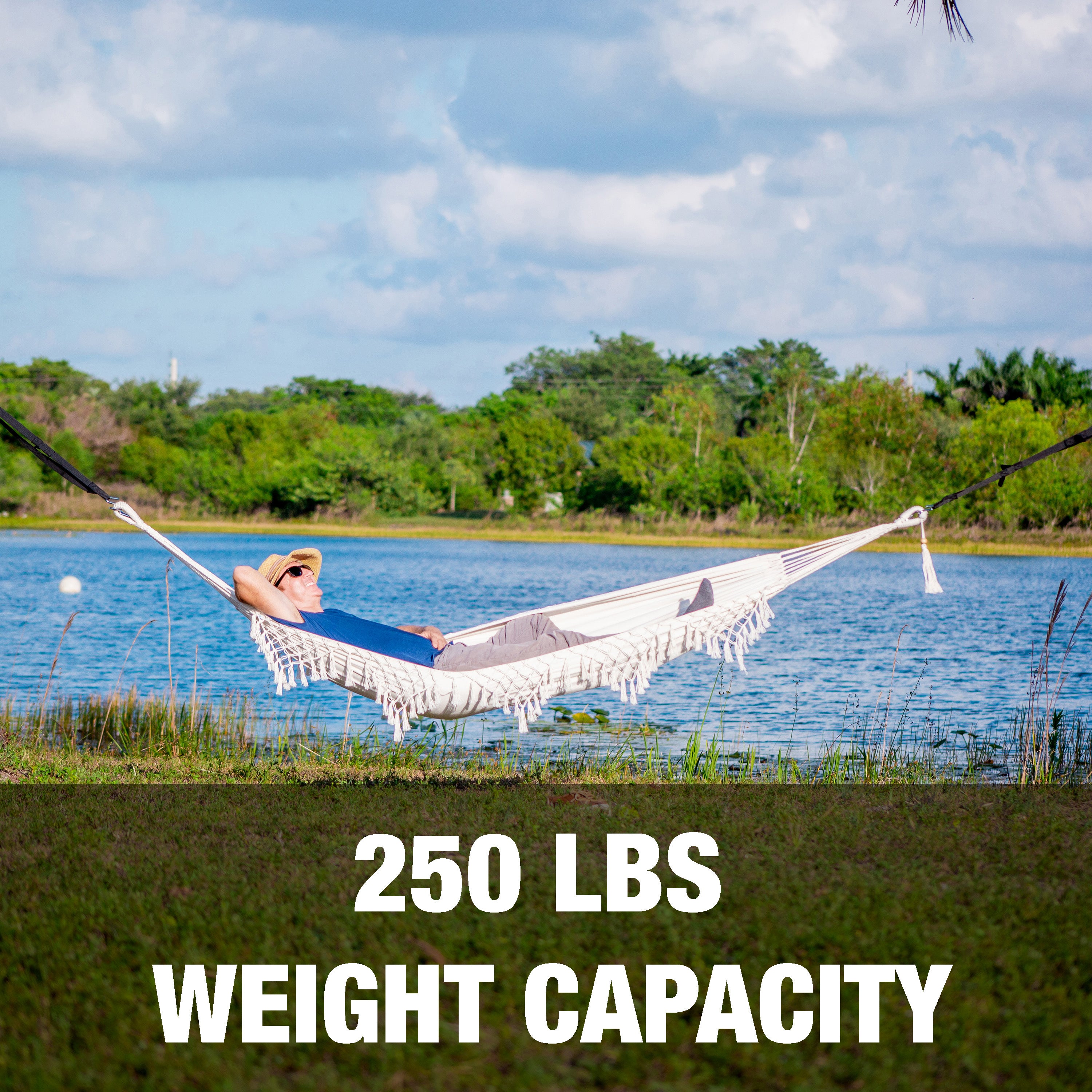 Bliss Hammocks BH 400FR Brazilian Style Hammock with Fringe - Includes Hanging Hardware & Carry Bag - 40 Inch Wide - Supports 250 lbs - Perfect for Backyard, Camping & Beach Relaxation