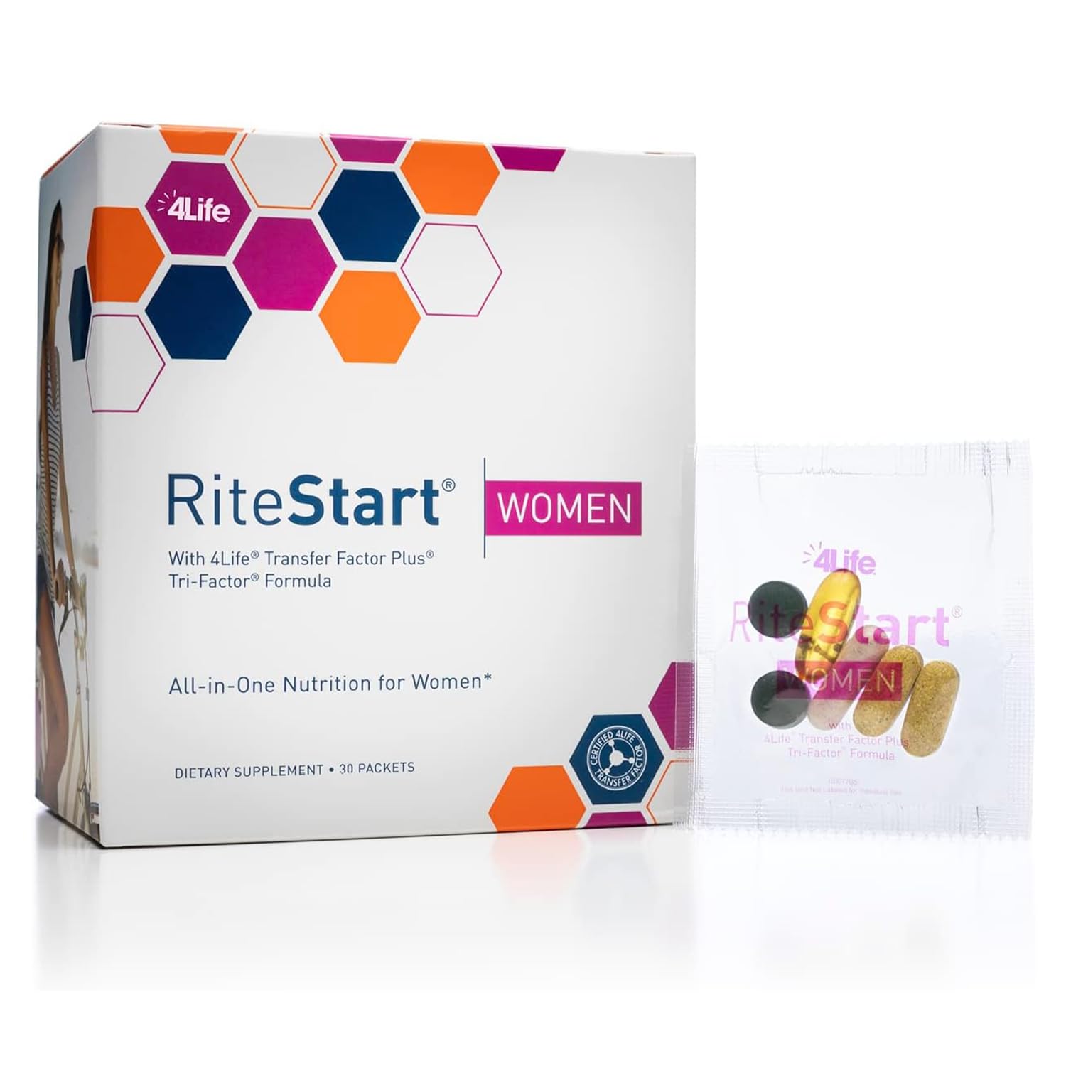 4Life RiteStart Women's Daily Multivitamin Pack - Immune Support Supplement with Zinc, Vitamin C, Biotin, Iron & Selenium - 30 Packets (1 Month Supply) - Essential Nutrients for Women's Health, Energy & Wellness - Perfect for Busy Professionals, Moms & Active Lifestyles