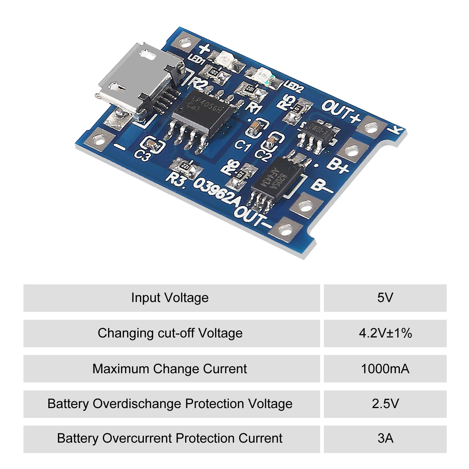 20pcs TP4056 Micro USB 5V 1A Lithium Battery Charging Board with Protection - Dual Function 18650 Battery Charge Module for DIY Electronics, Solar Projects, and Power Banks