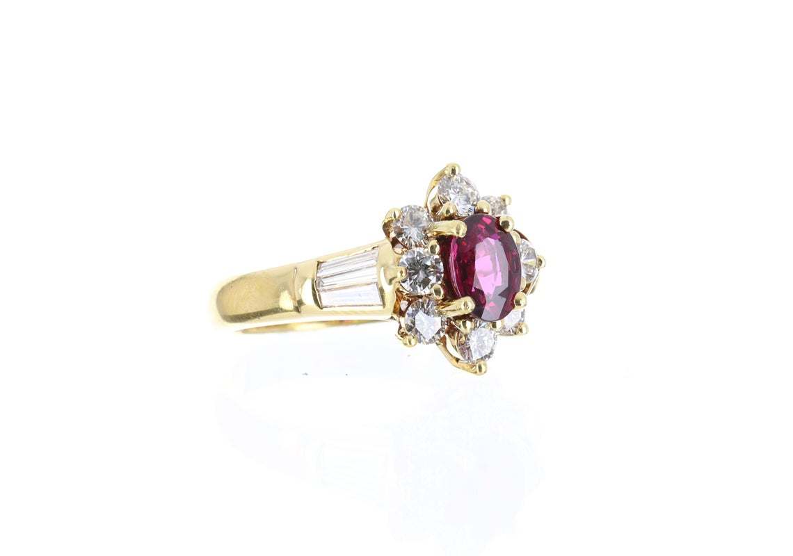 2.06 Carat 18K Gold Ruby and Diamond Cocktail Ring for Women - Elegant Party Jewelry, Anniversary Gift, Evening Wear Accessory