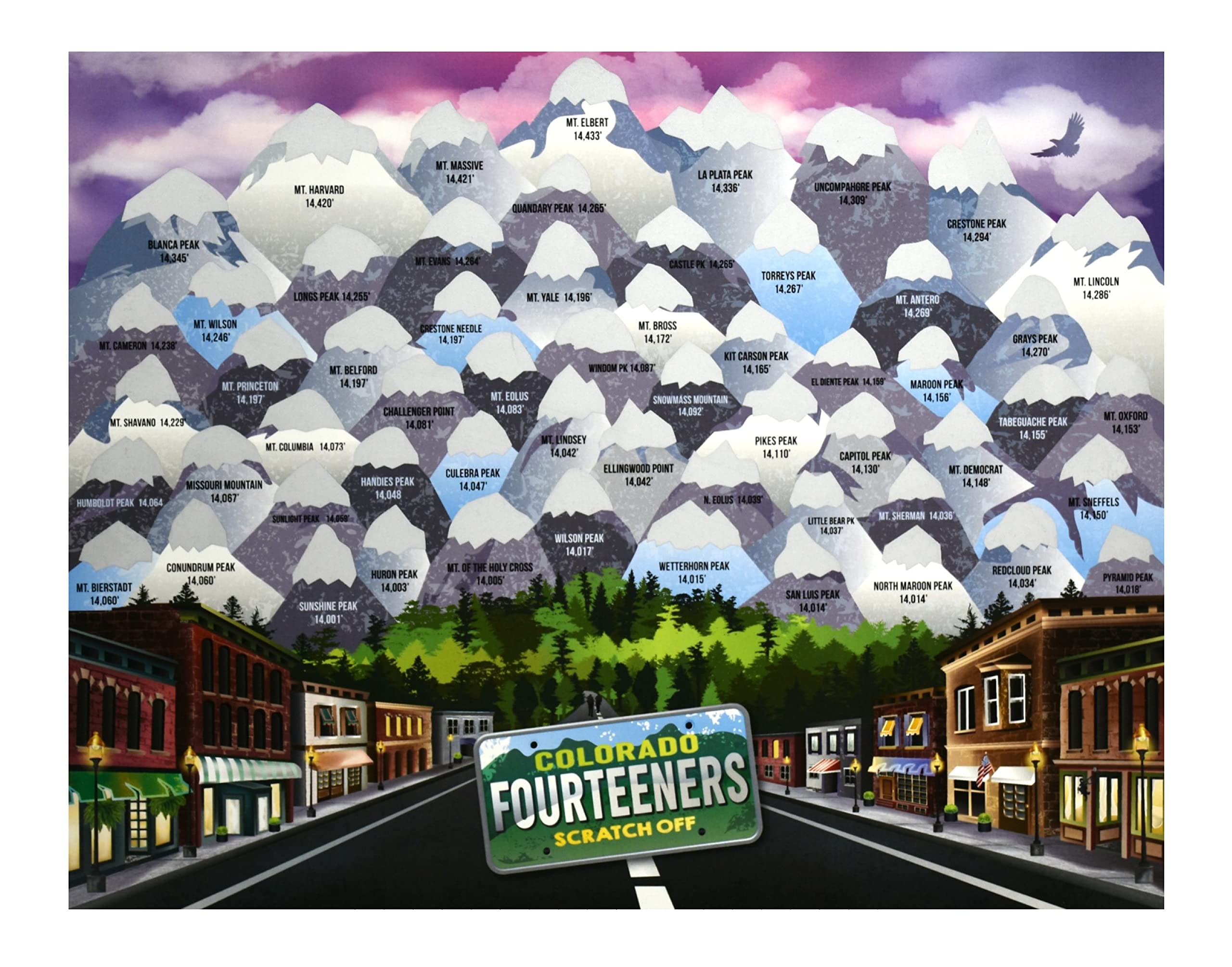 Colorado 14ers Scratch Off Poster - 11x14 Inch 14,000 Foot Peak Challenge | Hiking Gift for Outdoor Enthusiasts | Hiker Logbook & Journal | Perfect for Adventure Tracking & Mountain Climbing Decor
