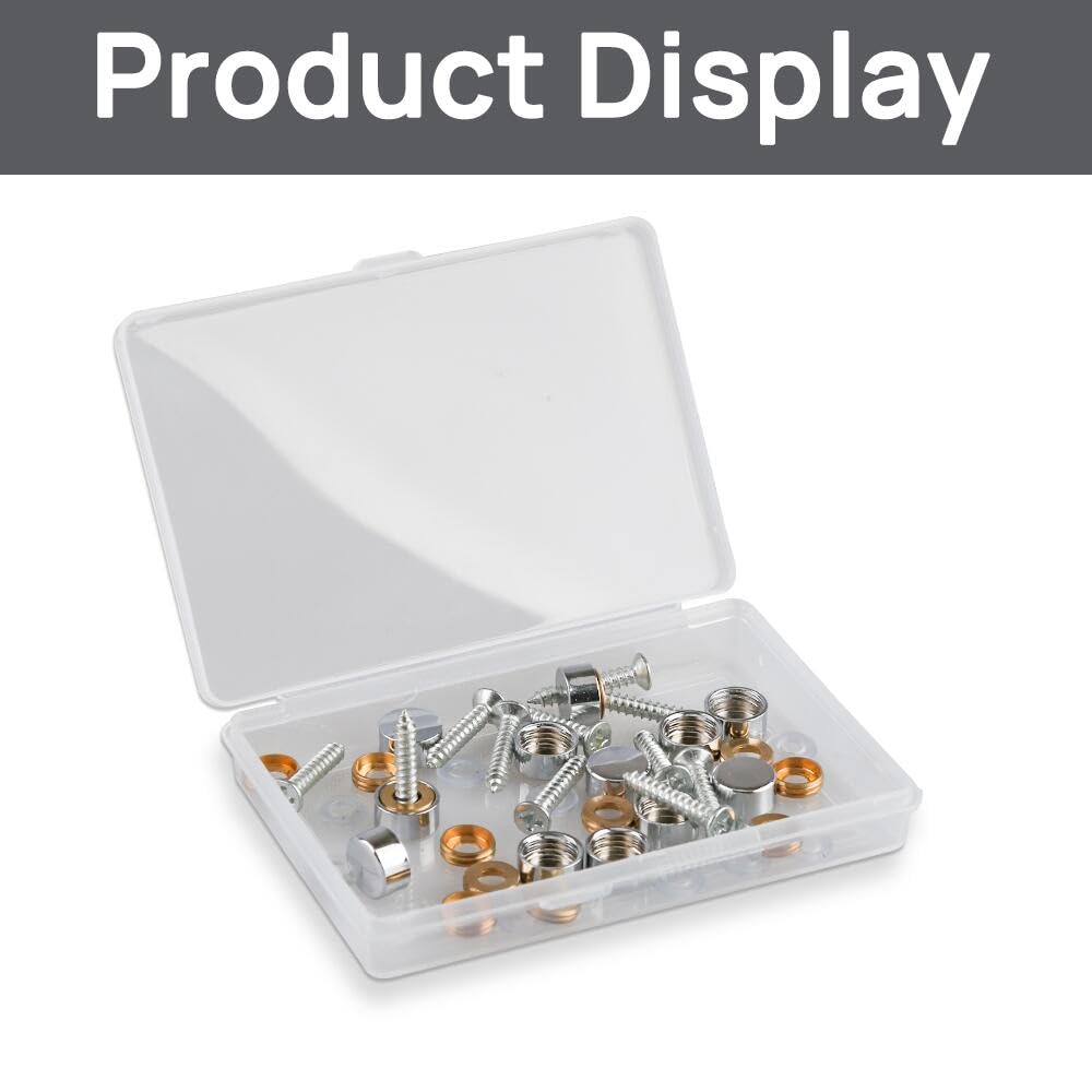 Decorative Mirror Screws with Solid Brass Caps - 10mm Silver Mirror Fasteners (12 Pack) - Perfect for Framed Mirrors, Wall Decor & DIY Home Projects