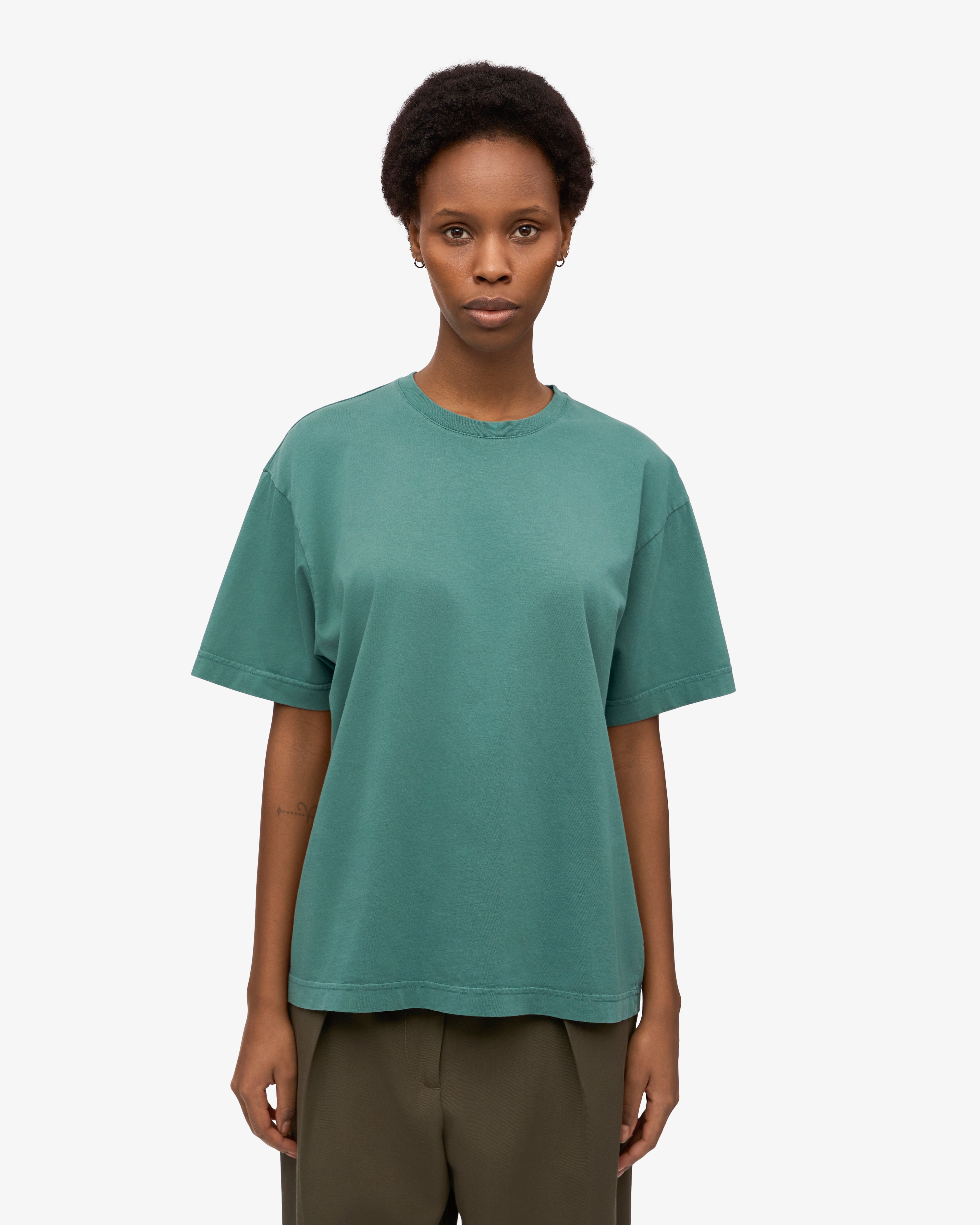Organic Oversized T-Shirt for Women - Soft & Comfortable Pine Green Tee - Perfect for Casual Wear, Loungewear & Street Style