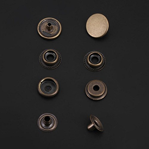 15-Piece Leather Snap Fastener Kit - Metal Press Studs & Button Tool for Clothing, Fabric, Leather Sewing - DIY Crafting Supplies (Bronze) | Perfect for Jackets, Bags, DIY Projects & Garment Repair