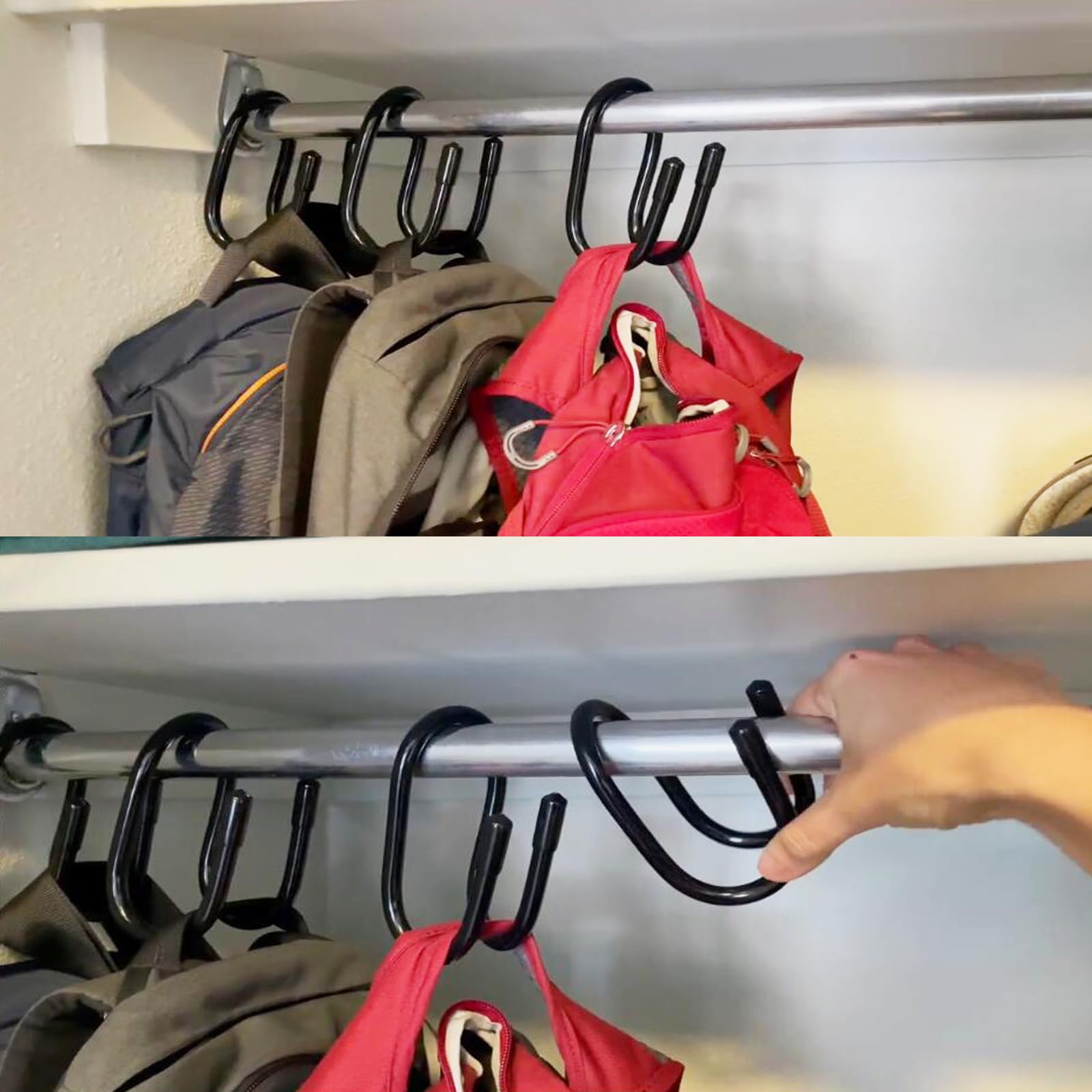 2 Pack Heavy Duty Closet Hanger Hooks - Strong Bag & Backpack Organizer for Handbags, Belts, Hats, Laptop Bags, Jeans & Travel Luggage (Holds 20 lbs) - Perfect for Bedroom, Dorm & Closet Organization