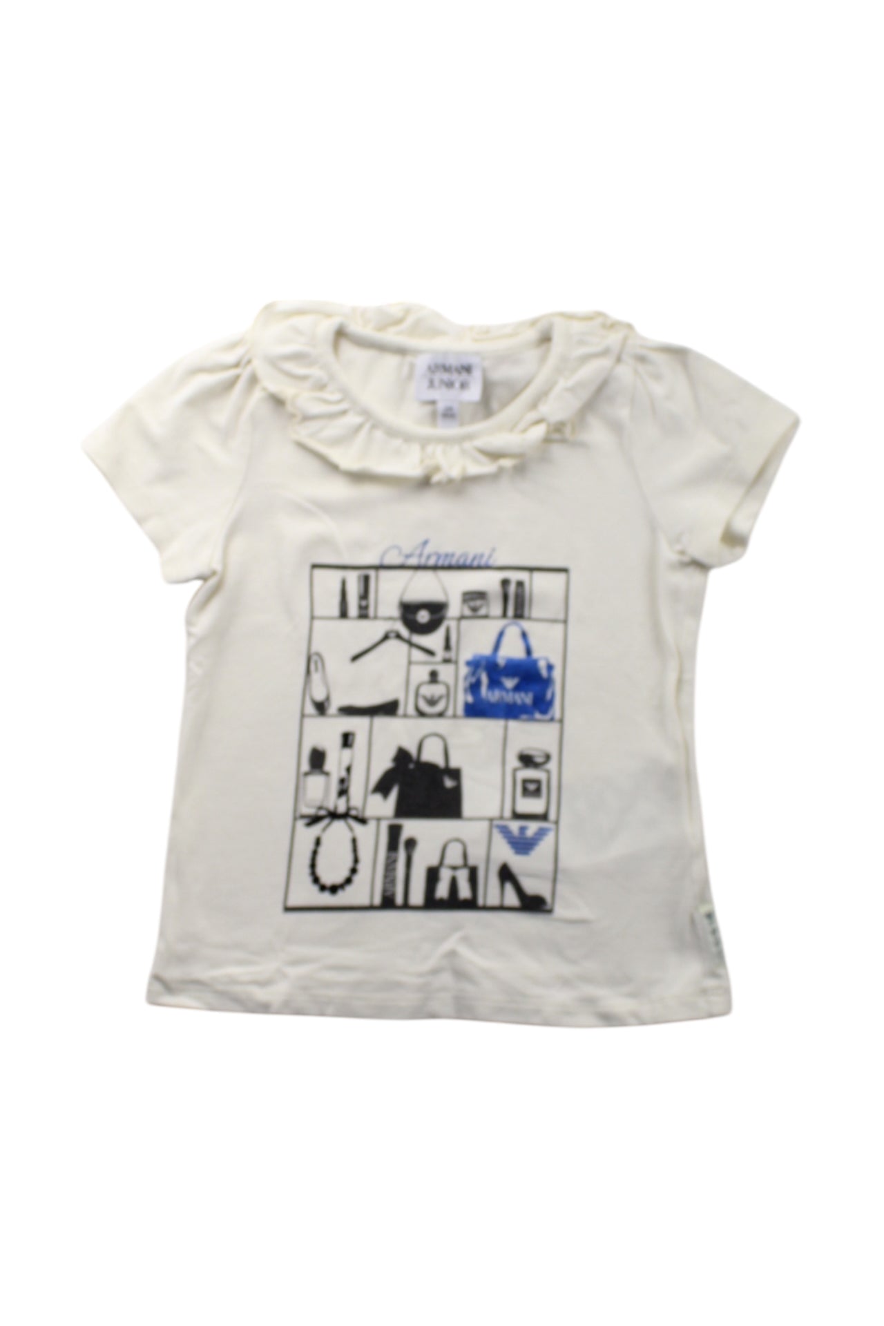 Armani Ruffled Graphic T-Shirt for Toddlers 2T - Stylish and Comfortable Casual Wear for Boys & Girls - Perfect for Playdates, Parties, and Everyday Outfits