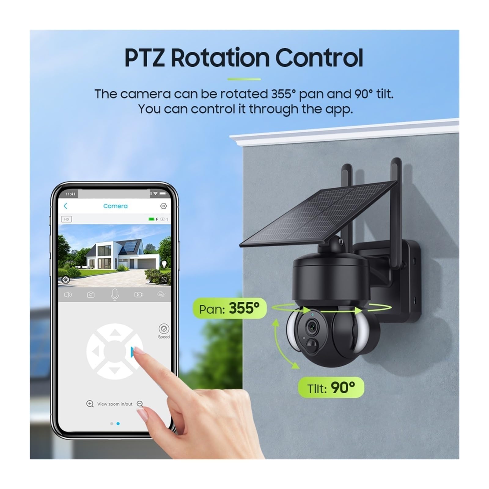 5MP Solar Security Camera Wireless Outdoor - 4G SIM/WiFi PTZ Surveillance IP Camera with Motion Detection & 64GB Storage - Ideal for Home, Farm, and Business Security Monitoring