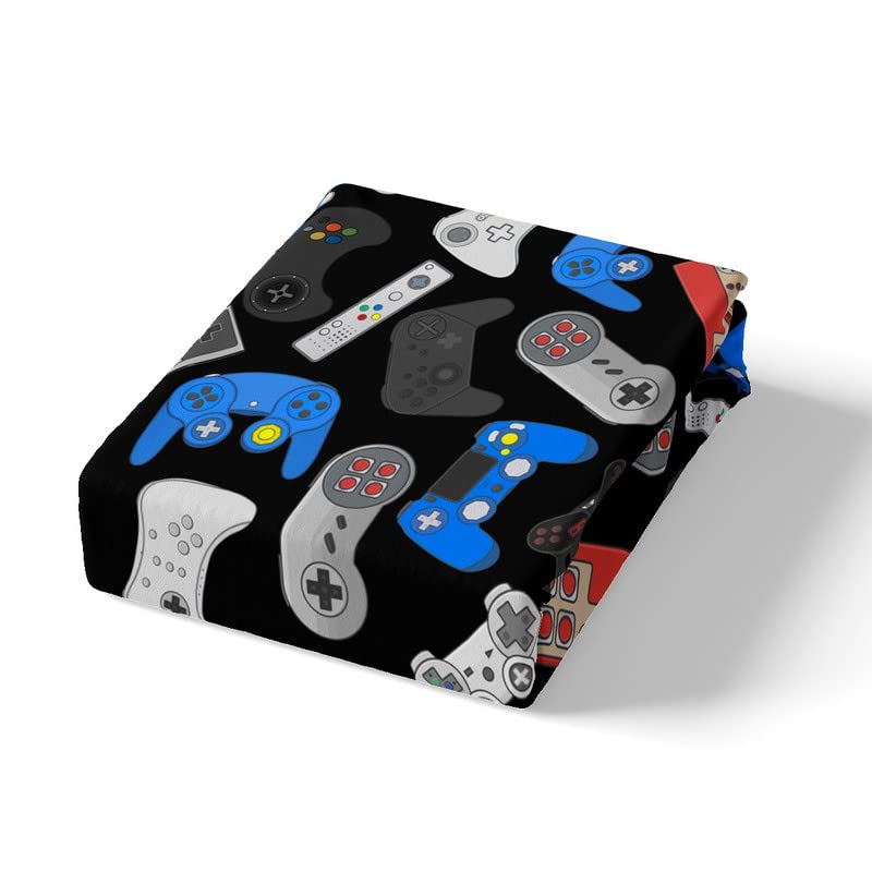 Boys Gaming Bed Sheets Set - Queen Size Soft & Cozy Video Game Themed Bedding for Kids & Teens | Includes Fitted Sheet, Flat Sheet & Pillowcase | Perfect for Gamer Bedroom Decor & Game Room | Easy Wash & Durable