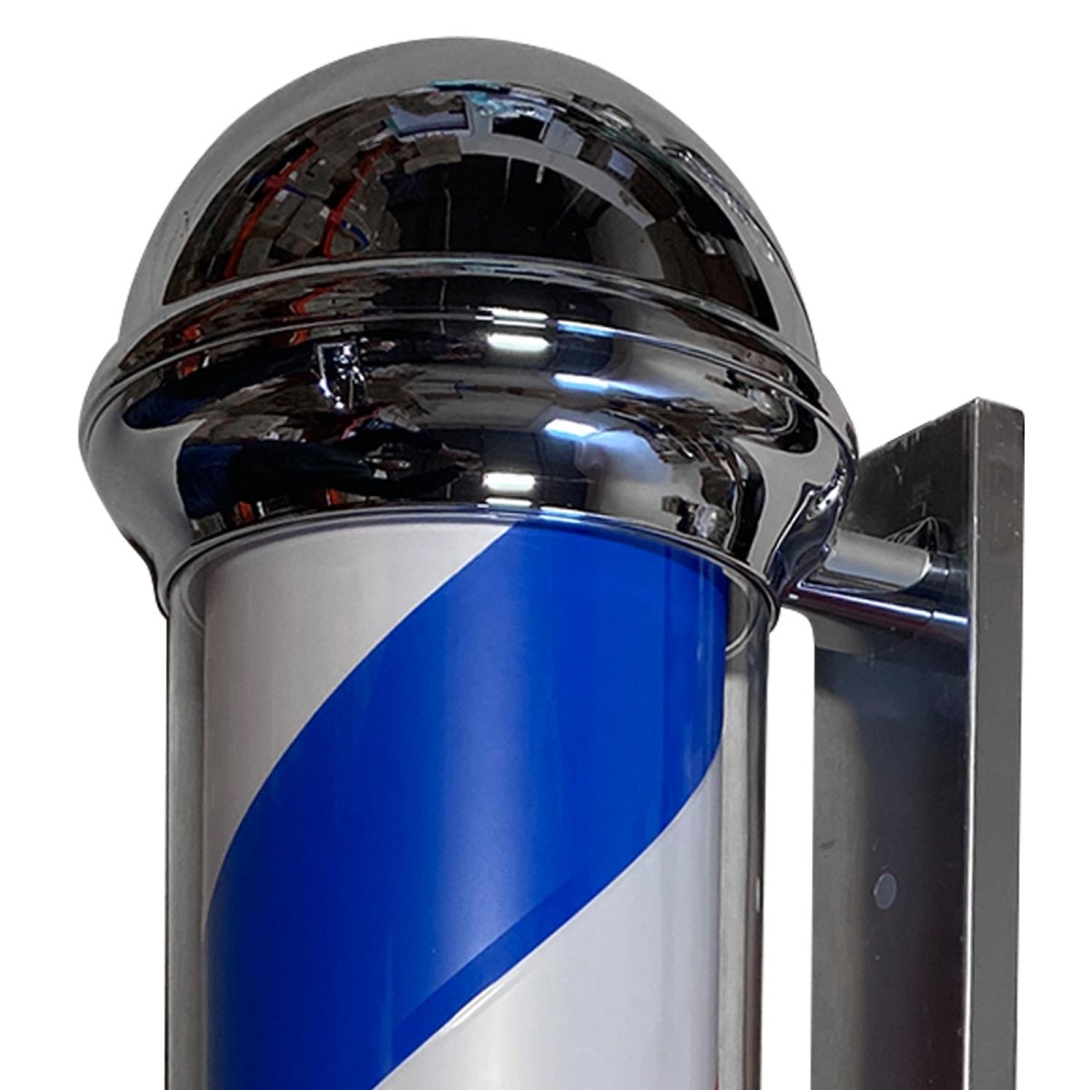 LED Blue Red Stripes Rotating Barber Shop Pole 27.6in - Professional Hair Salon Decor - Perfect for Barber Shops, Salons, and Retro Themed Decorations