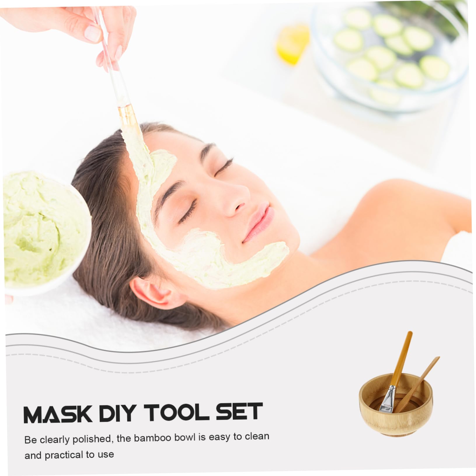 3-Piece DIY Mask Mixing Tool Kit - Wooden Facial Mask Bowl, Stirrer & Brush for Homemade Beauty Masks | Professional Salon & At-Home Skincare Application