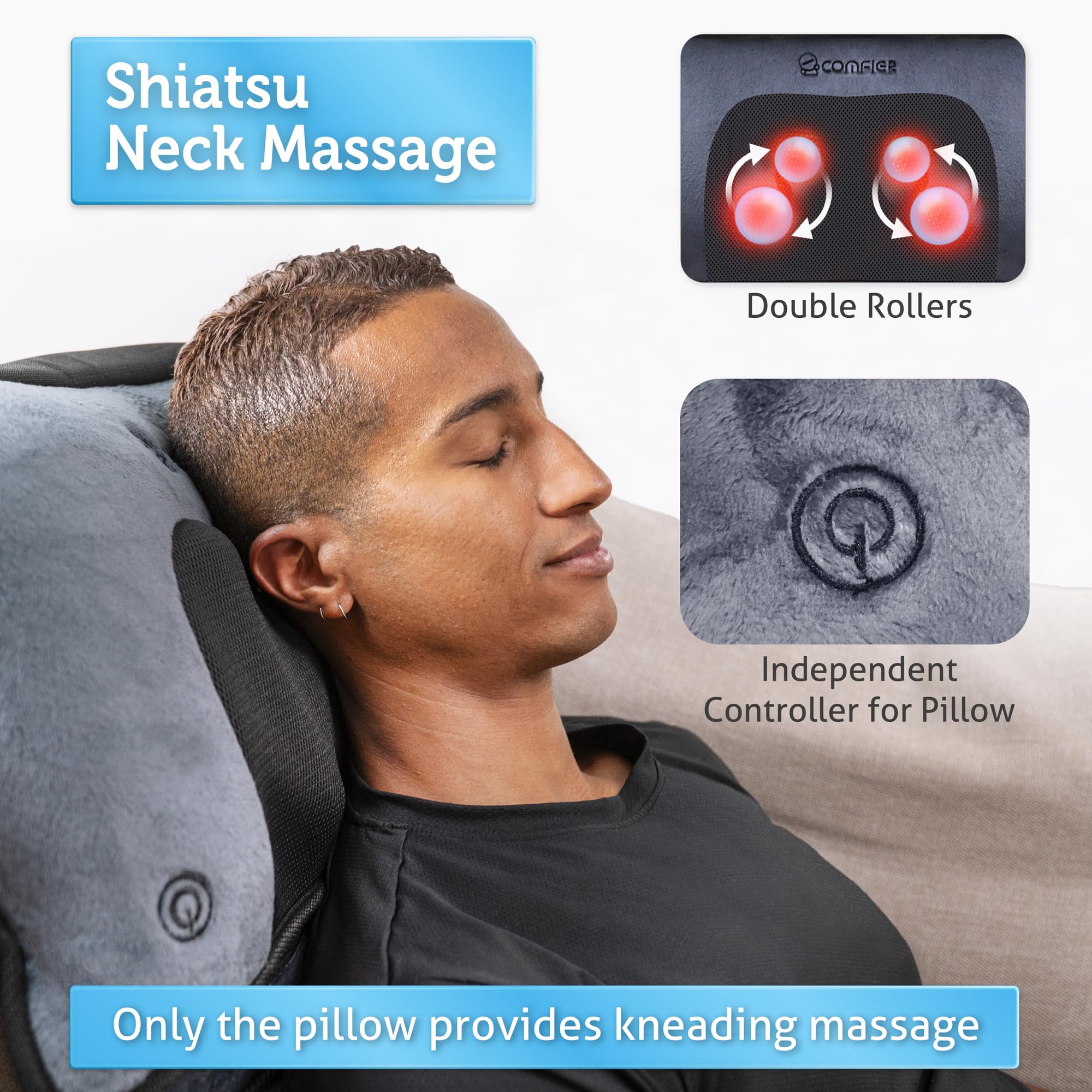 COMFIER Full Body Massage Mat with Adjustable Neck Pillow - 10 Vibration Motors & 4 Heating Pads for Back Pain Relief - Perfect Father's Day Gift for Men (Home/Office Use, Relaxation & Muscle Recovery)