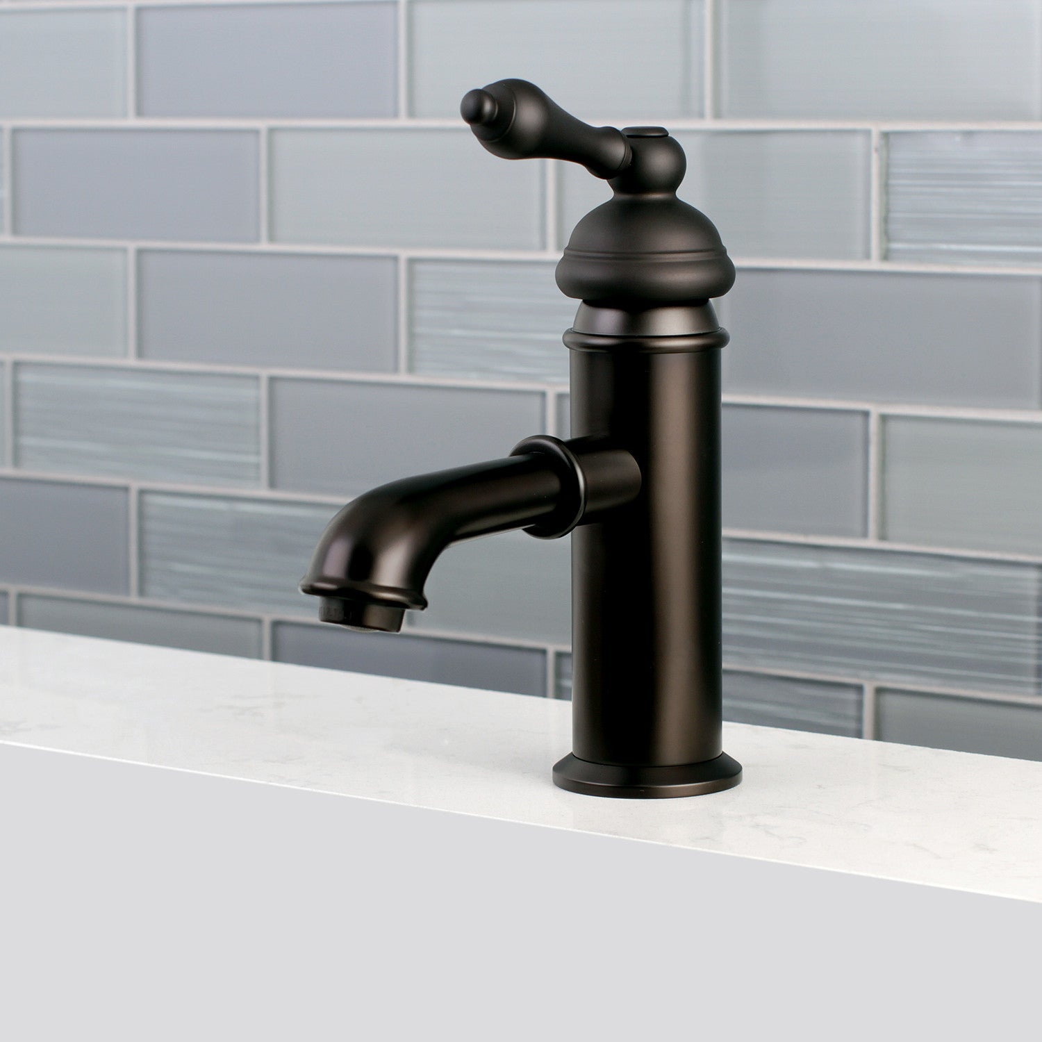 American Classic KS7415ACL Single Handle 1-Hole Bathroom Sink Faucet with Deck Plate & Brass Pop-Up Drain - Oil Rubbed Bronze Finish for Bathroom Vanity & Powder Room Remodel