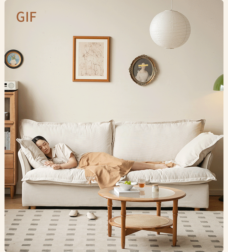 Modern Fabric Down Three-Seat Sofa - Comfortable & Stylish Living Room Furniture for Small Spaces & Apartments