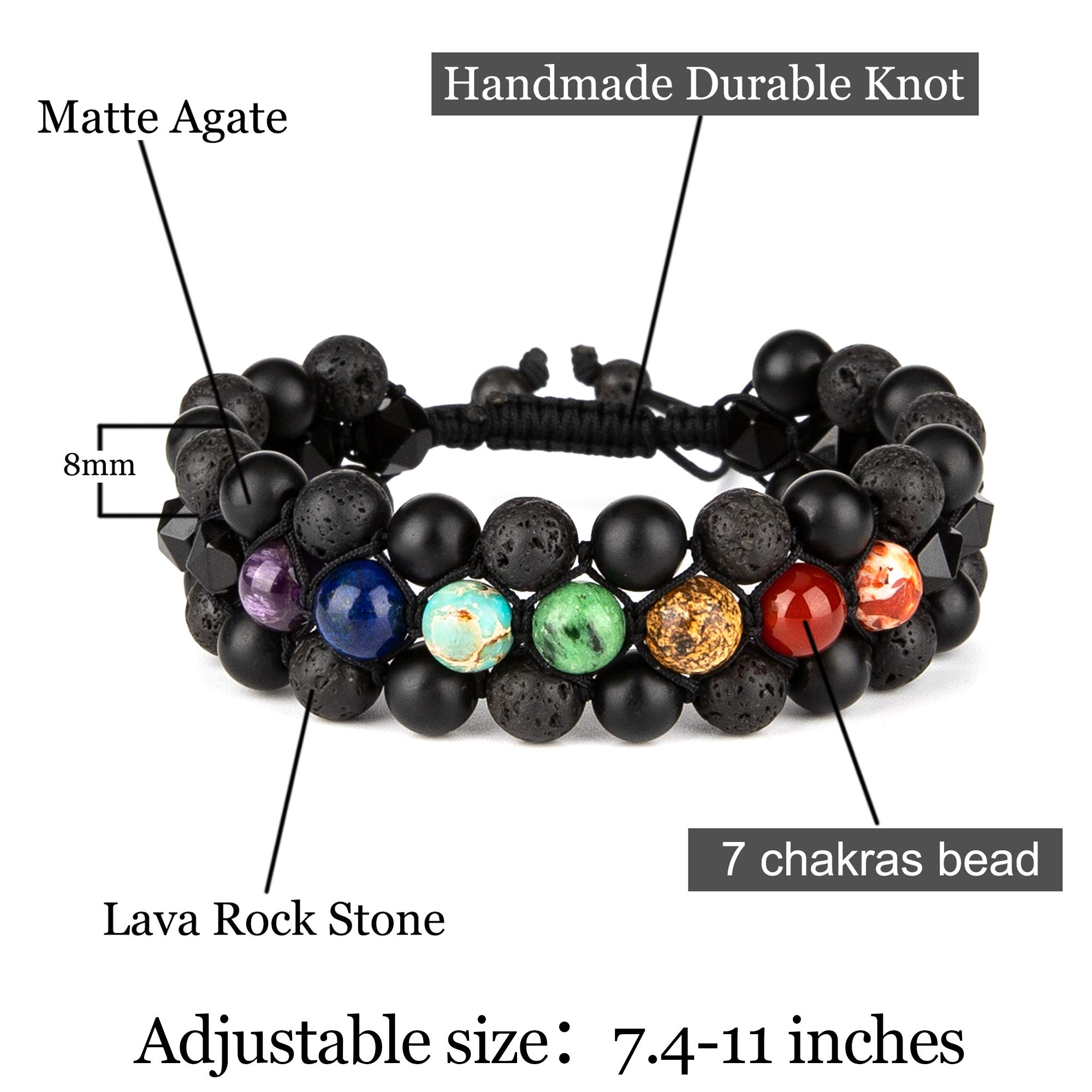 8mm Natural Lava Rock Stone Bracelet for Men - Healing Crystal Essential Oil Diffuser Beads, Chakra Balancing Yoga Energy Anxiety Relief Gemstone Bracelet - Perfect for Meditation, Stress Relief & Spiritual Healing