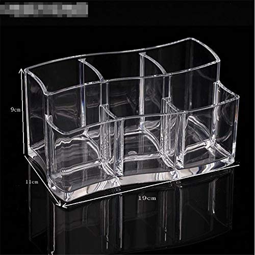 Clear Acrylic 6-Slot Makeup Brush Organizer - Eyebrow/Eyeliner Brush Holder, Pen Stand & Toothbrush Storage - Perfect for Vanity, Bathroom & Office Desk Organization