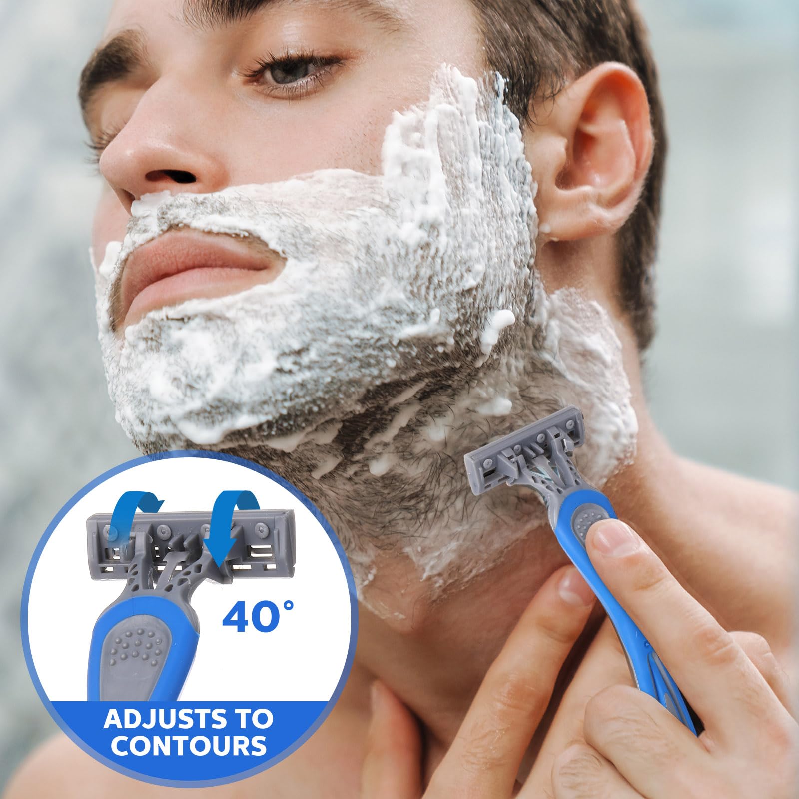 60 Pcs Disposable Razors for Men - 3 Blade Bulk Razors for Sensitive Skin, Long Lasting Sharp Blades - Perfect for Travel, Hotel & Spa Use - Smooth Shaving for Face & Body