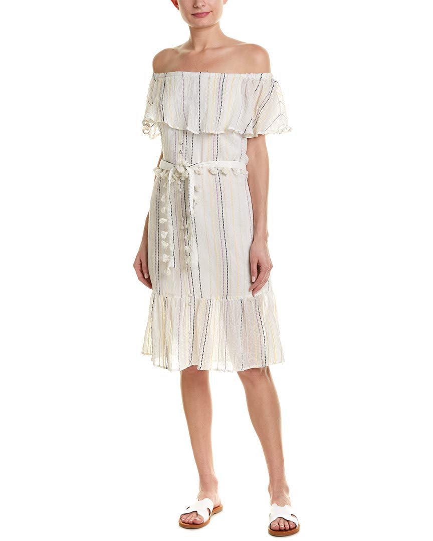 Michael Stars Women's Beach Stripe Multi-Wear Ruffle Dress - Versatile Summer Cover Up for Pool, Vacation & Boho Outfits