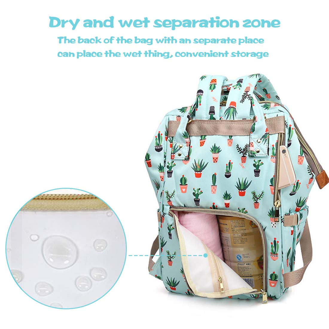 Baby Diaper Backpack for Girls & Moms - Large Waterproof Nappy Bag with Changing Pouch & Stroller Straps | Perfect for Travel, Daycare & On-the-Go Parenting