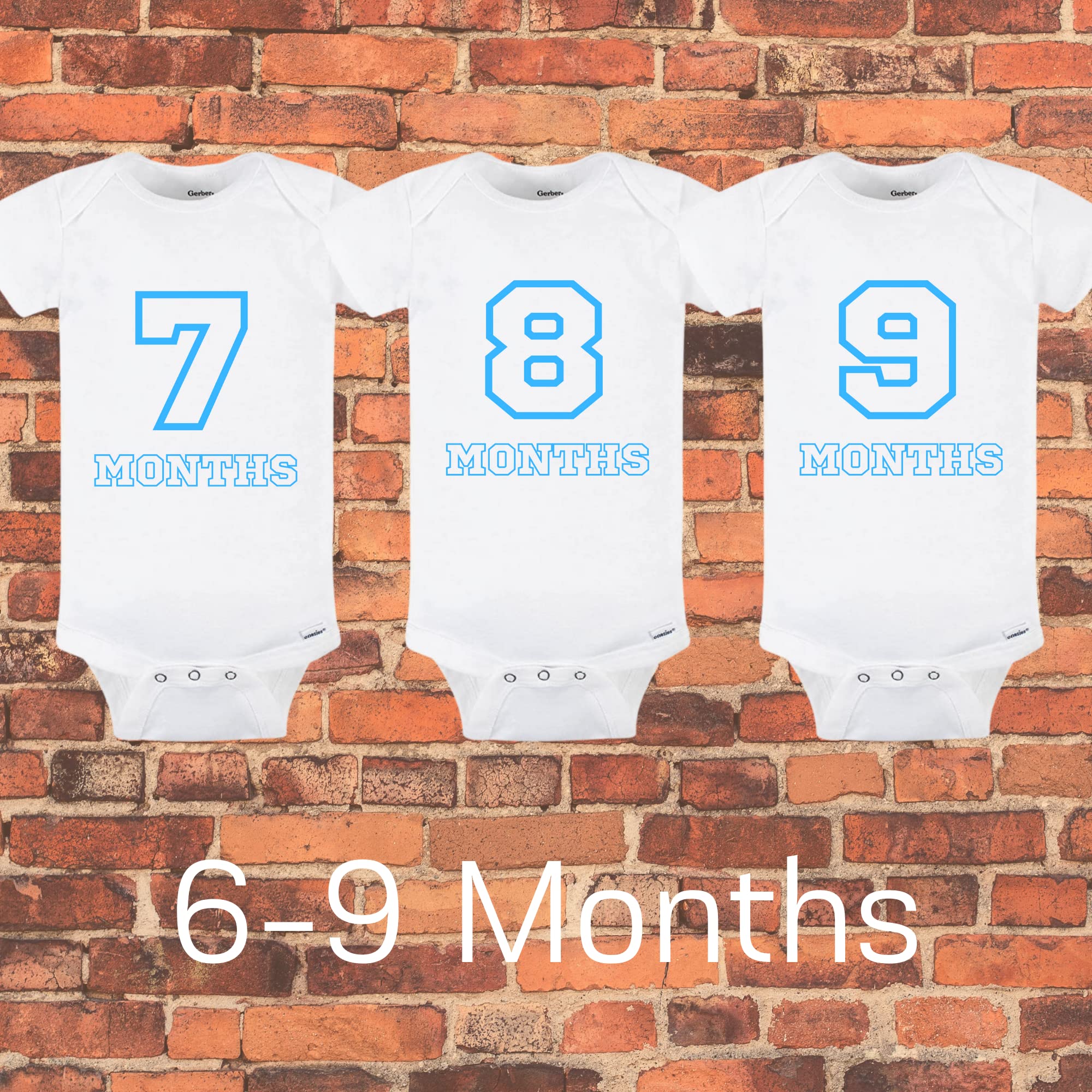Baby Monthly Milestone Onesies - 13 Pack Custom Bodysuits for Newborn Boys (White & Sky Blue) | Baby Shower Decorations & Christmas Gifts | Perfect for Photo Shoots, First Birthday & Special Occasions