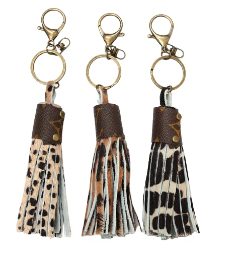 Vintage Monogram Leather Keychain - Personalized Purse Charm for Women & Men - Perfect for Handbags, Backpacks, and Gift Giving