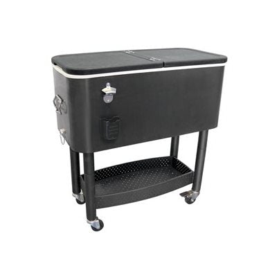 16.25 Gallon Heavy Duty Cooler Cart with Bottle Opener & Cap Catcher - Portable Rolling Cooler for Camping, Tailgating, Beach & Outdoor Parties - Black