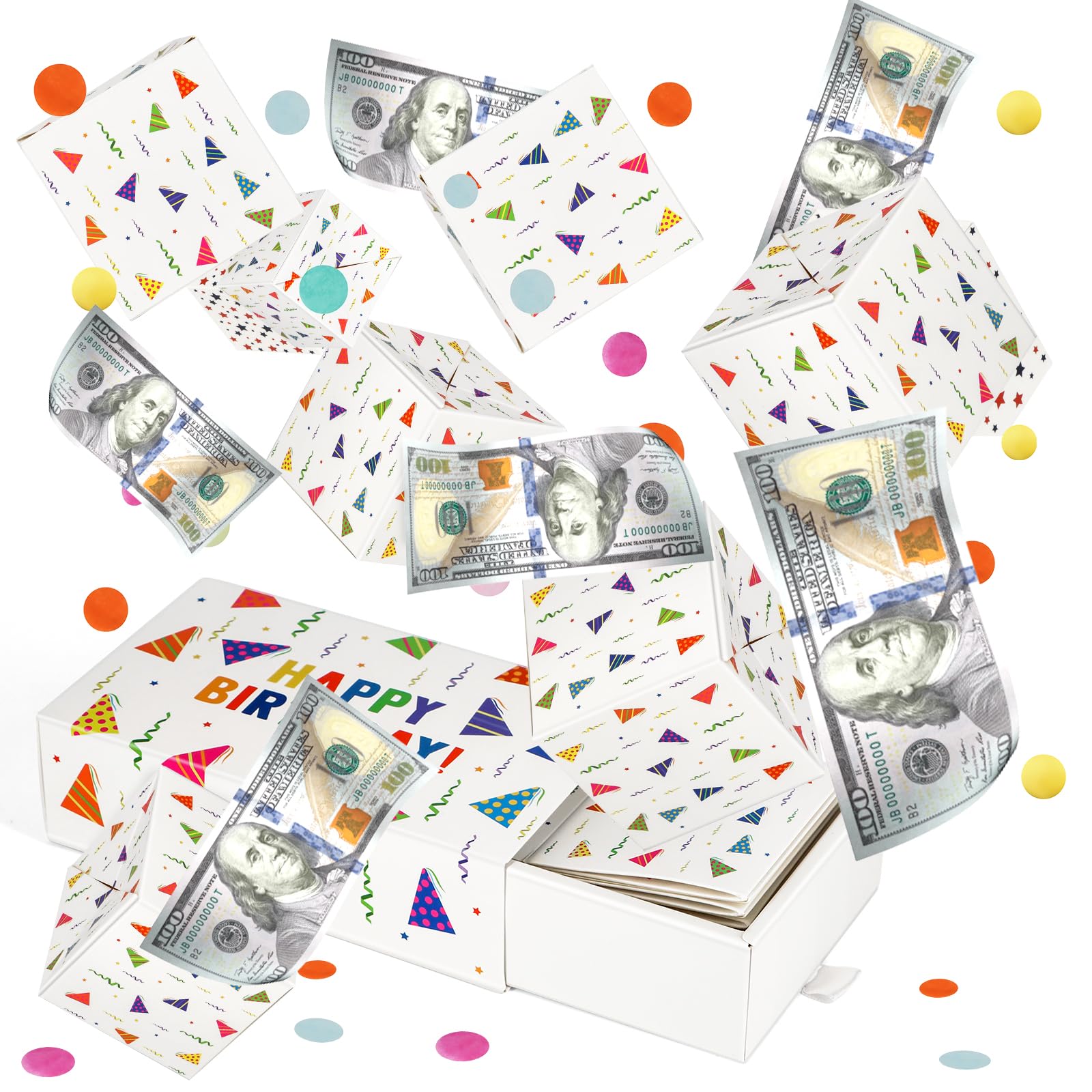 Money Explosion Gift Box - Surprise Birthday Cash Box with Confetti Pop Out for Women, Men & Kids | Perfect for Birthdays, Graduations, Anniversaries & Special Occasions