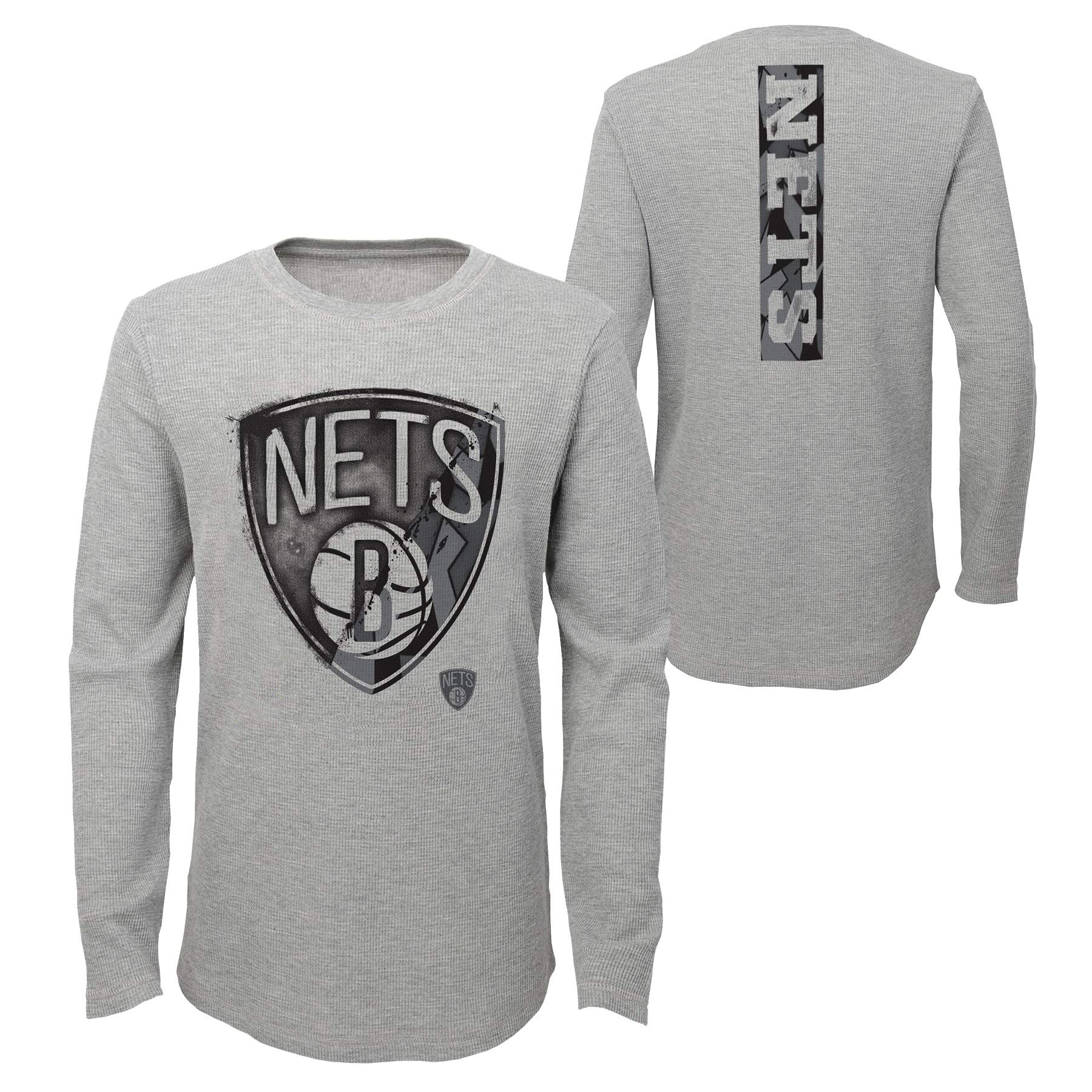 NBA Youth Boys (8-20) Black Long Sleeve Waffle Knit Thermal Shirt - Warm Winter Layering Tee for Basketball Fans & Outdoor Activities