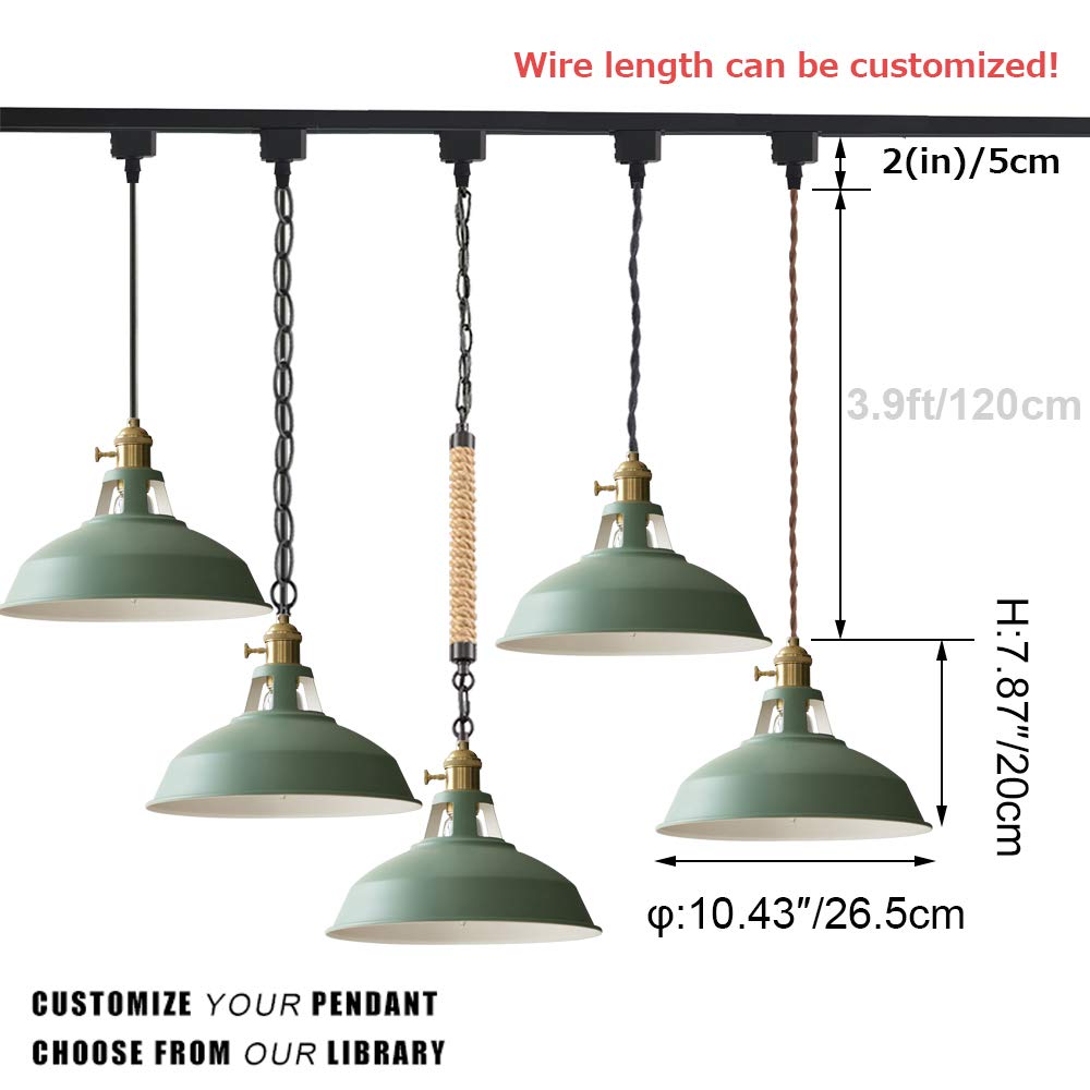 Industrial Style H Track Pendant Lighting - Warm Green Iron Art Decor for Cabinets & Show Windows | Customizable Track Lighting System (Bulbs Not Included) | Perfect for Retail Stores, Restaurants & Home Decor
