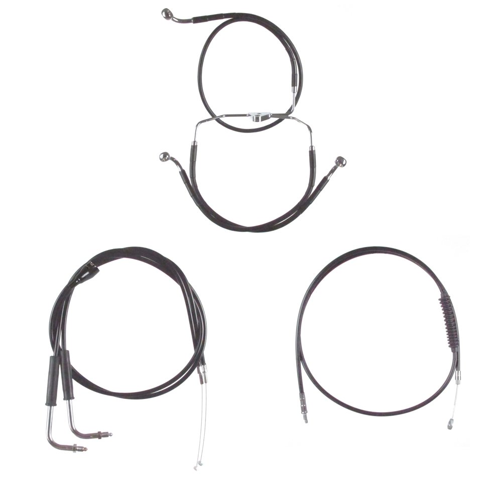 Hill Country Customs Basic Black Cable Brake Line Kit for 2002-2006 Harley Touring Models - Fits 14
