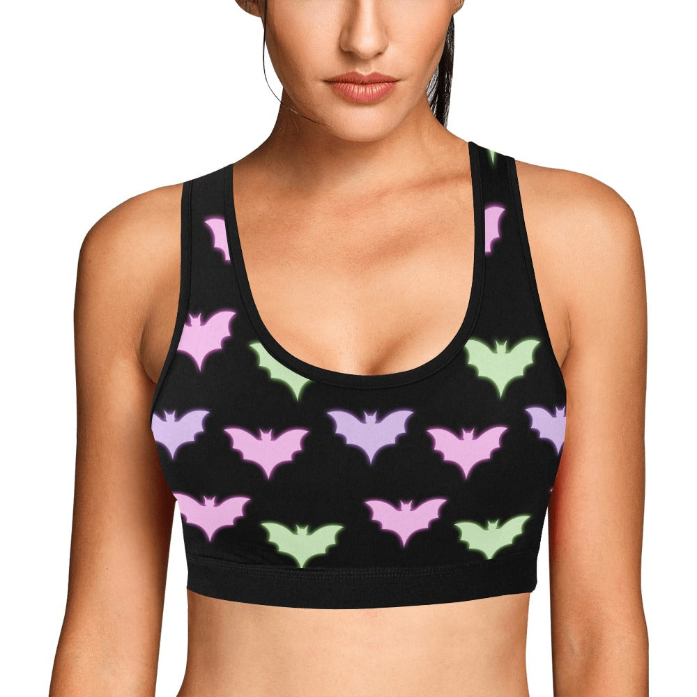 High-Performance Neon Bats Sports Bra for Women - Moisture-Wicking Workout Top for Running, Yoga & Gym - Bright Reflective Fitness Apparel