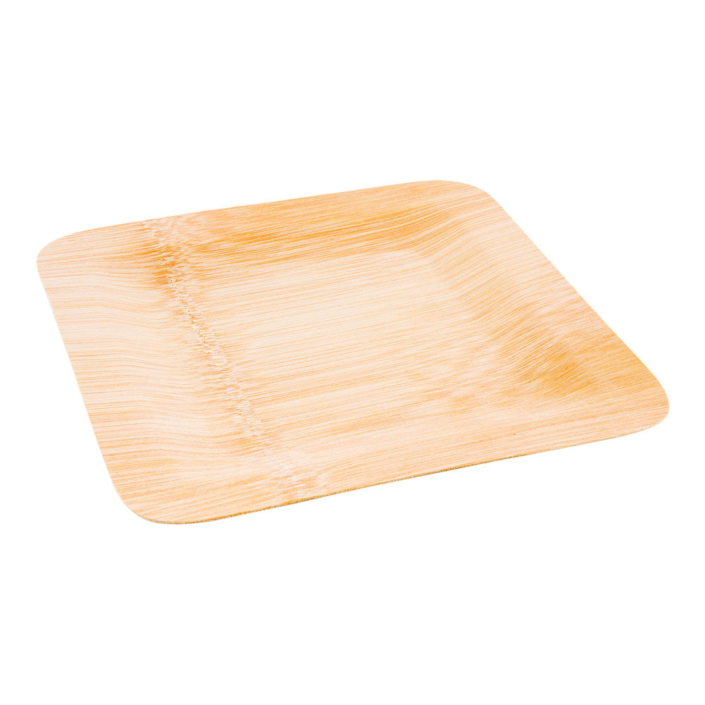 100-Piece Natural Bamboo Veneer Plates & Flatware Set - Eco-Friendly Disposable Dinnerware for Parties, Picnics, and Events - 9-Inch Large Biodegradable Plates with Cutlery