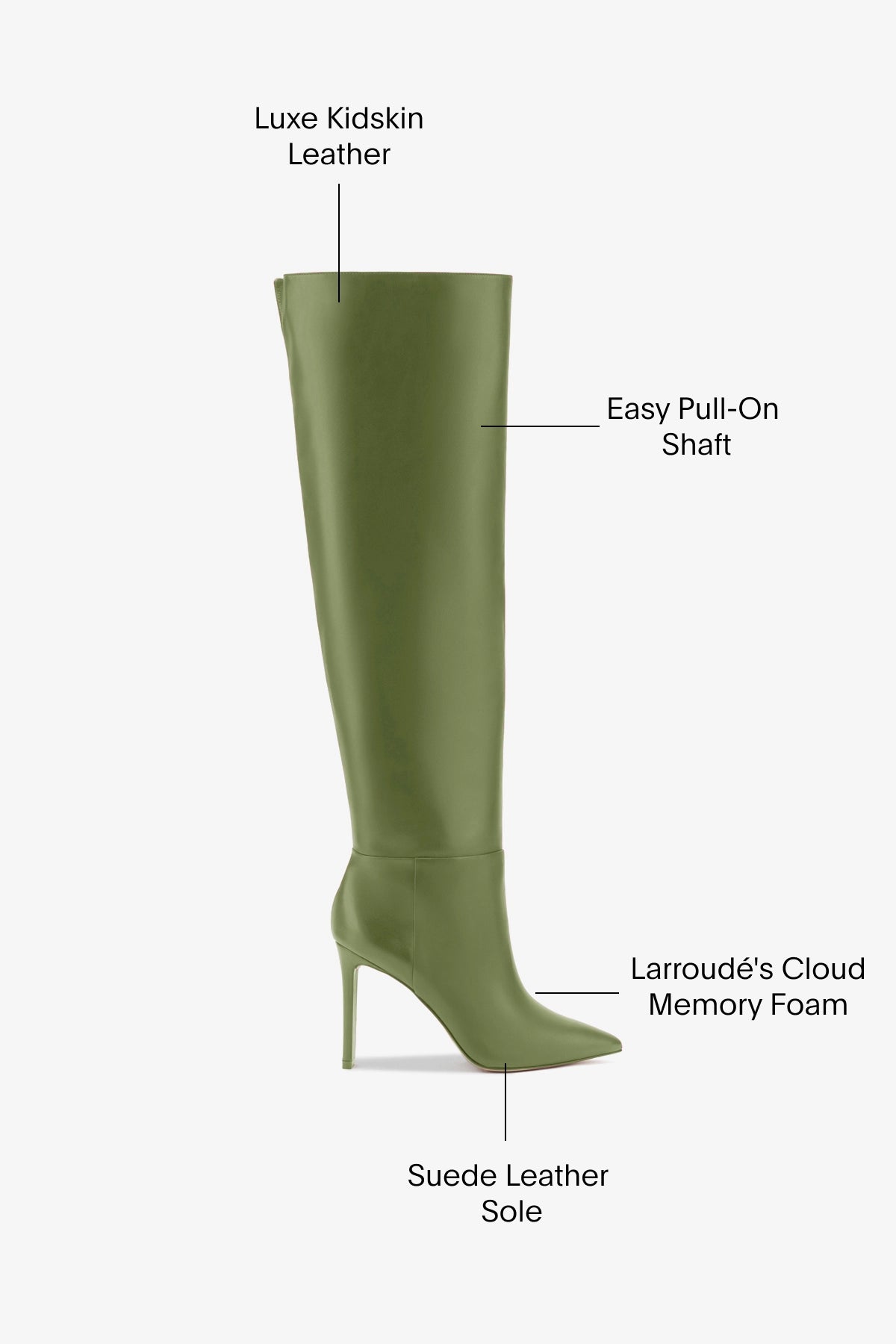 Larroudé x Jennifer Fisher Martini Green Leather Boots for Women - Stylish Ankle Boots for Fall, Winter & Night Out