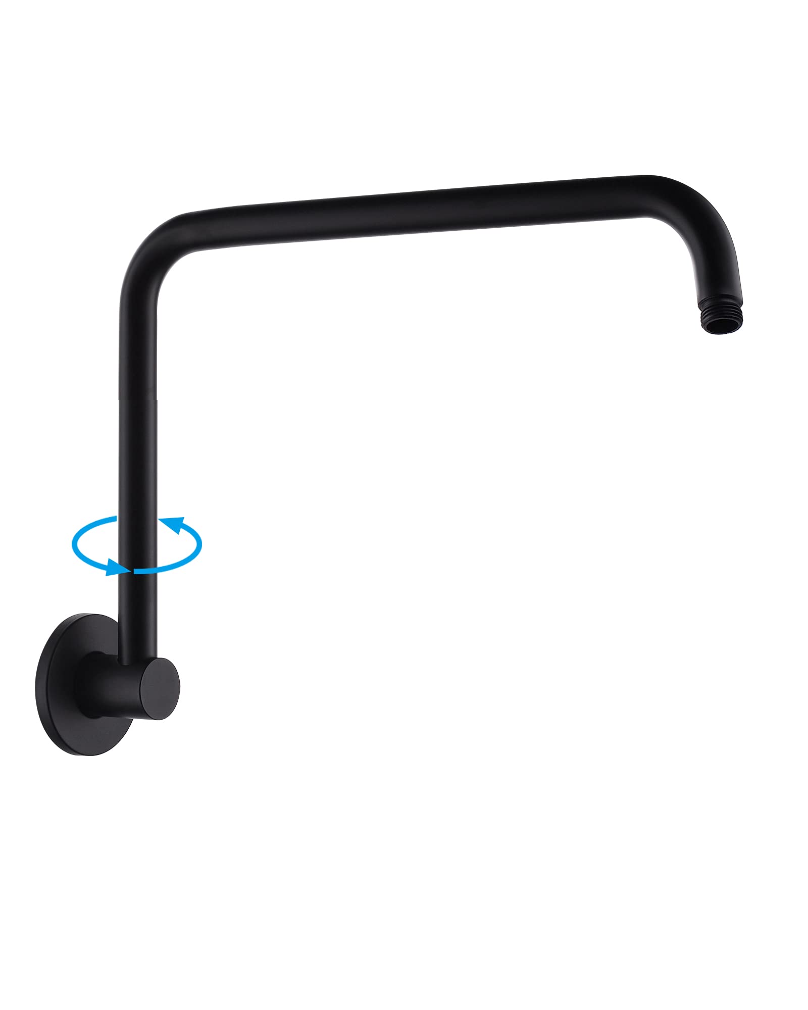 PHASAT Matte Black S-Shaped Shower Arm Extension - 14.8 Inch High Rise Shower Head Arm with Flange for Bathroom & Shower Upgrade (Model PU9H01-S) - Perfect for Modern Bathrooms, Spa-Like Showers, and Low-Ceiling Installations